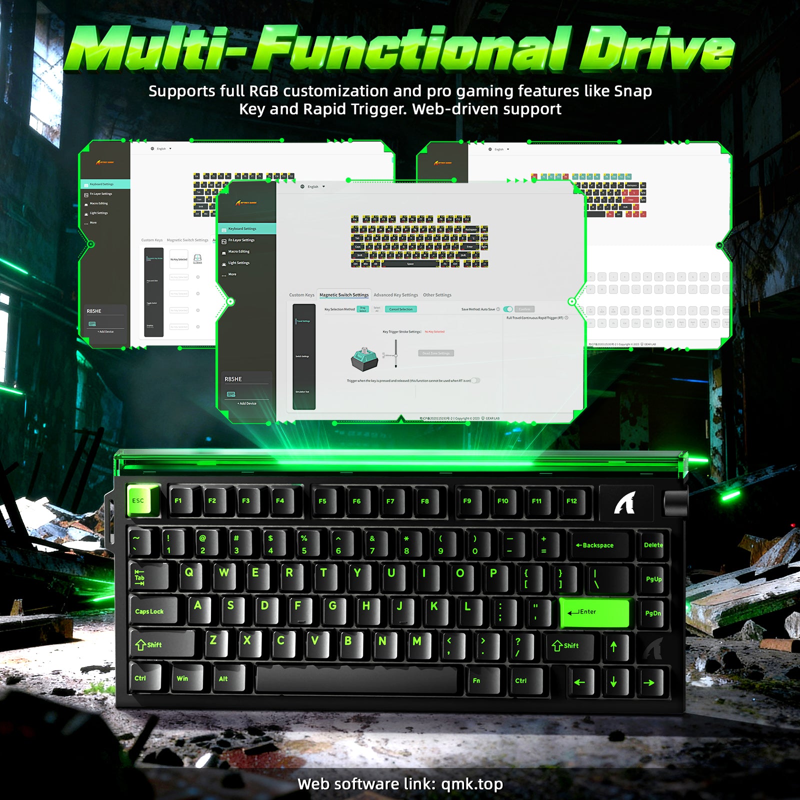 Clavier à déclenchement rapide ATTACK SHARK R85 HE avec câble LED C01ULTRA