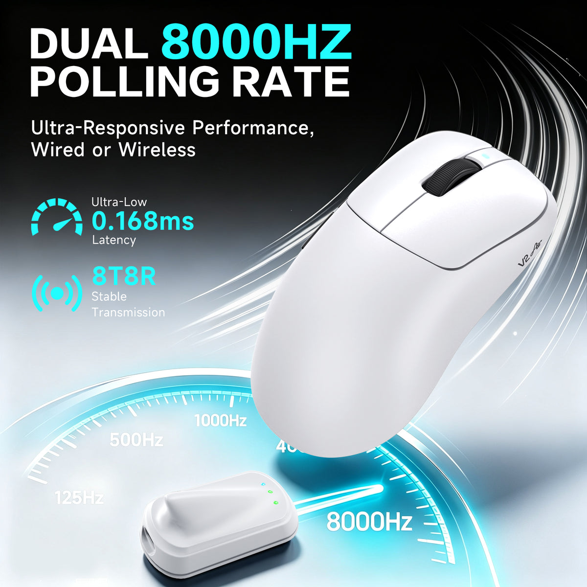 Souris gaming sans fil ergonomique ATTACK SHARK V2 AIR PAW3955MAX