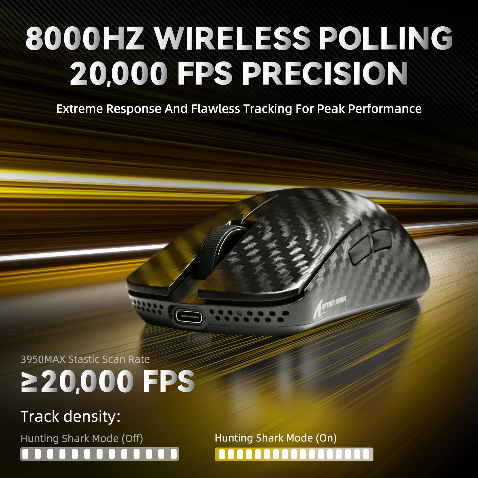 Souris de jeu sans fil 8K ATTACK SHARK R11 ULTRA en fibre de carbone PAW3950MAX