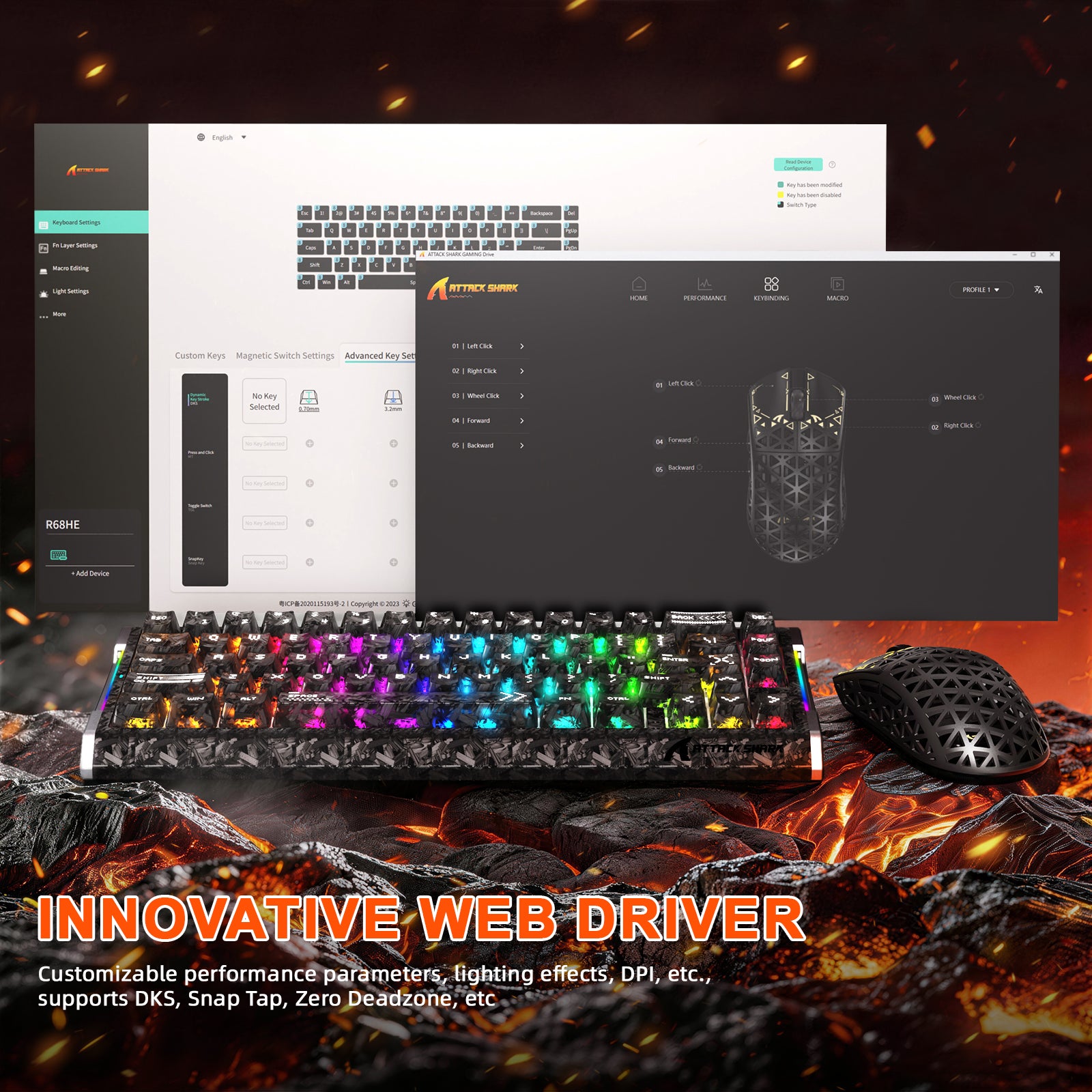 Pack gaming en fibre de carbone ATTACK SHARK R68 HE & R5 ULTRA