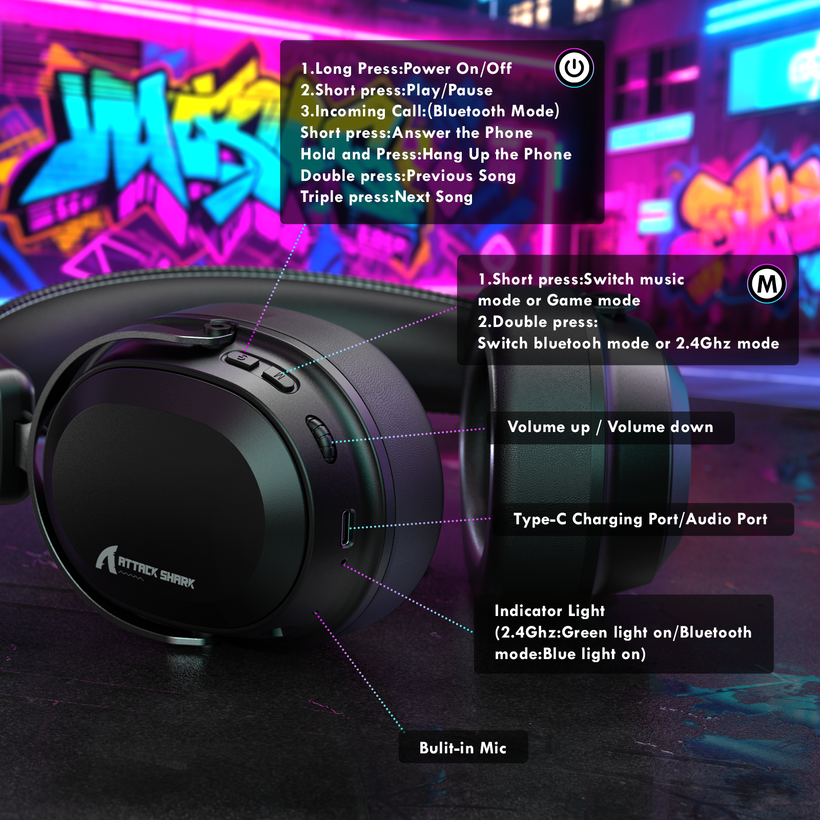 Casque de jeu sans fil ATTACK SHARK L30PRO