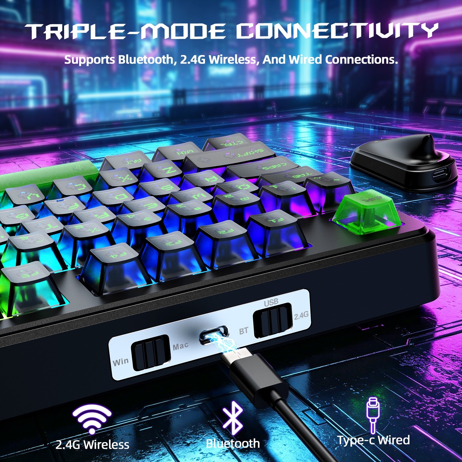 Clavier Gaming Sans Fil ATTACK SHARK X87 ULTRA avec Récepteur 8KHz et Câble RGB en Spirale