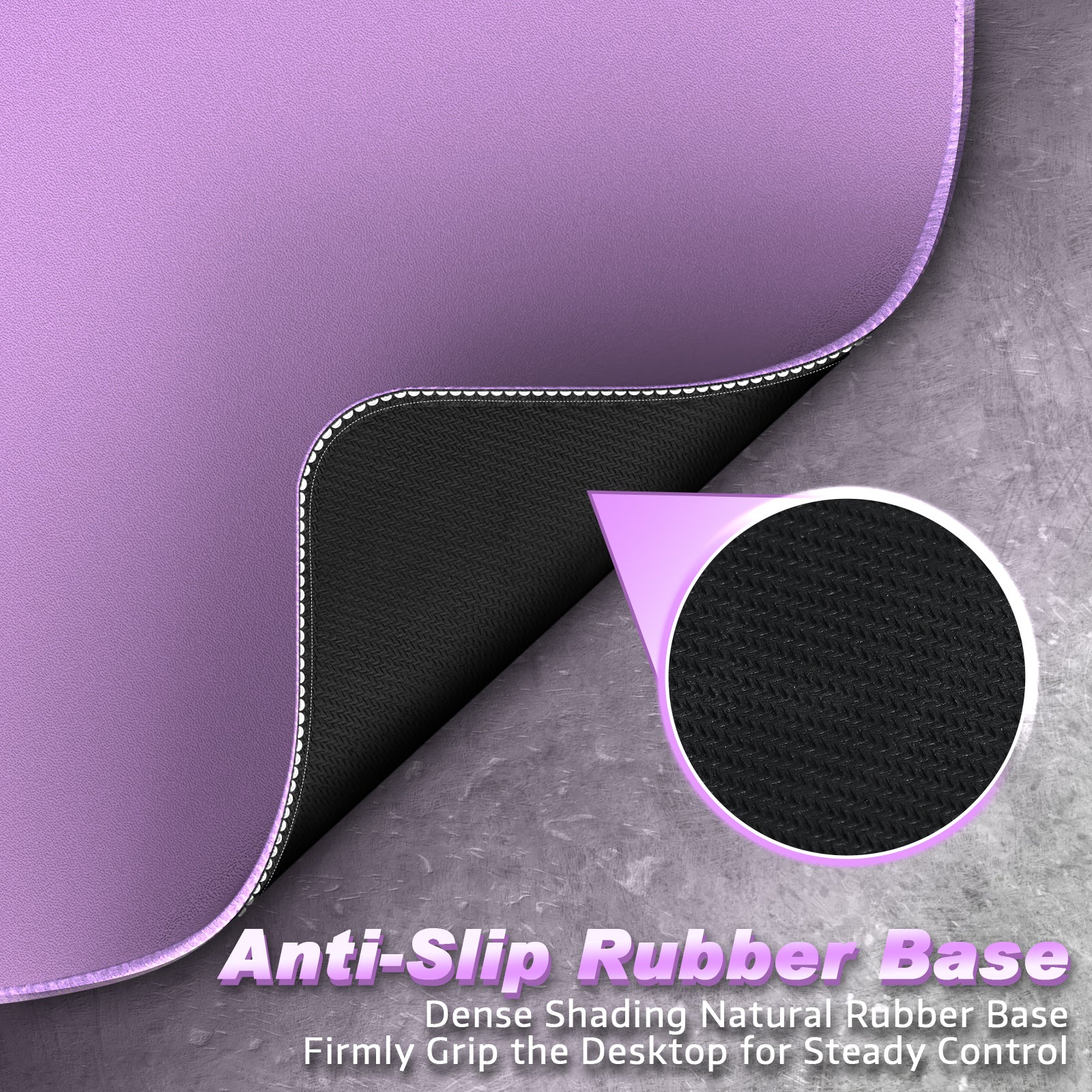 ATTACK SHARK CM02 Gaming Mousepad with Anti-Slip Rubber Base, Purple Gaming Surface