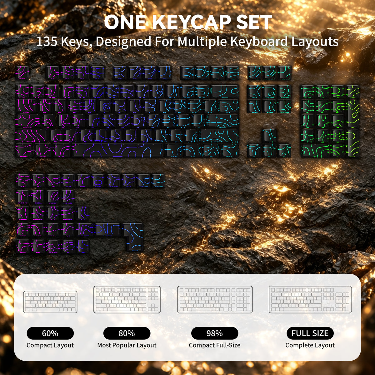 ATTACK SHARK SK06, 135 touches, touches translucides, ANSI/ISO