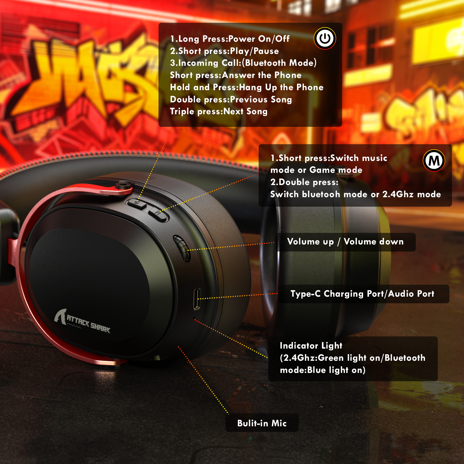 Casque de jeu sans fil ATTACK SHARK L30PRO