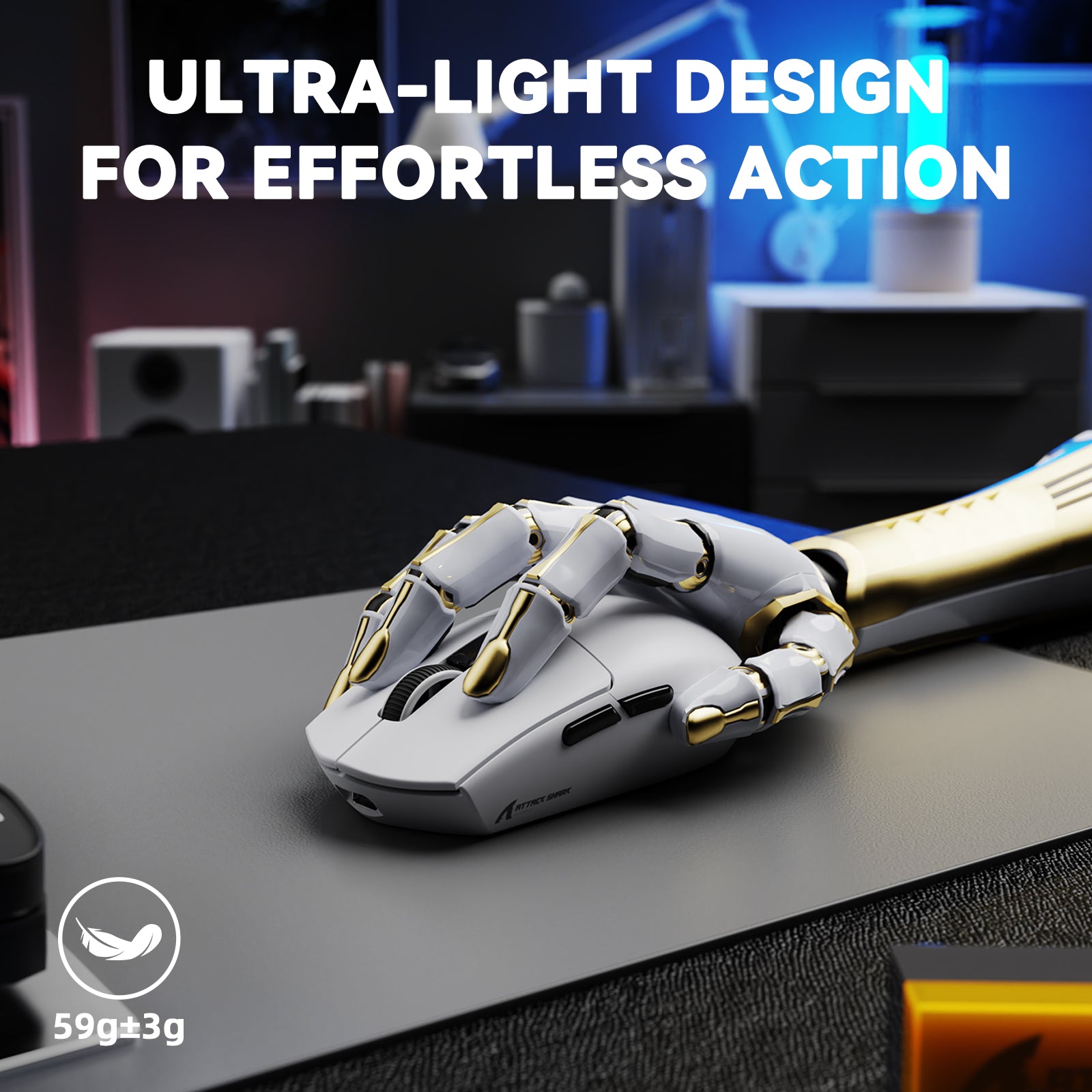 Souris de jeu sans fil tri-mode ATTACK SHARK G3PRO avec station de charge 25 000 DPI ultra légère