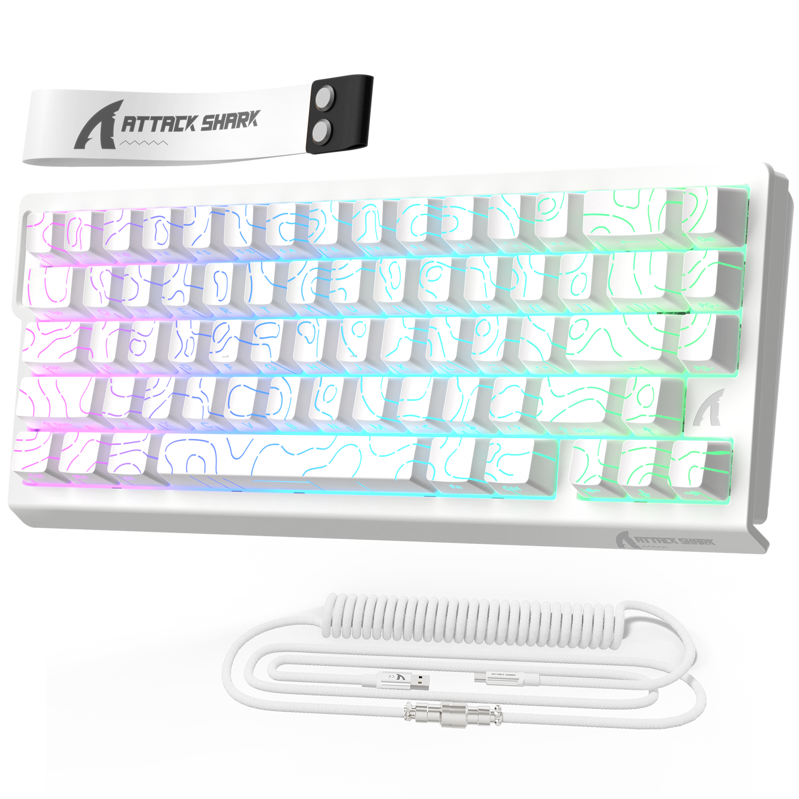 ATTACK SHARK X68 HE Clavier à déclenchement rapide avec switch magnétique et câble enroulé C01PRO