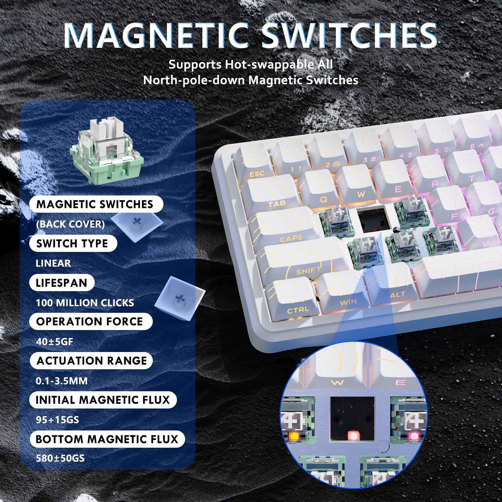 ATTACK SHARK X65 HE Clavier à déclenchement rapide avec switch magnétique
