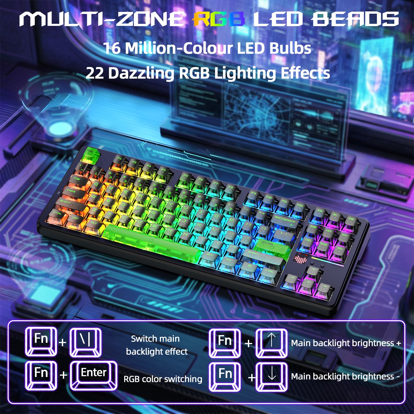 Clavier Gaming Sans Fil ATTACK SHARK X87 ULTRA avec Récepteur 8KHz et Câble RGB en Spirale