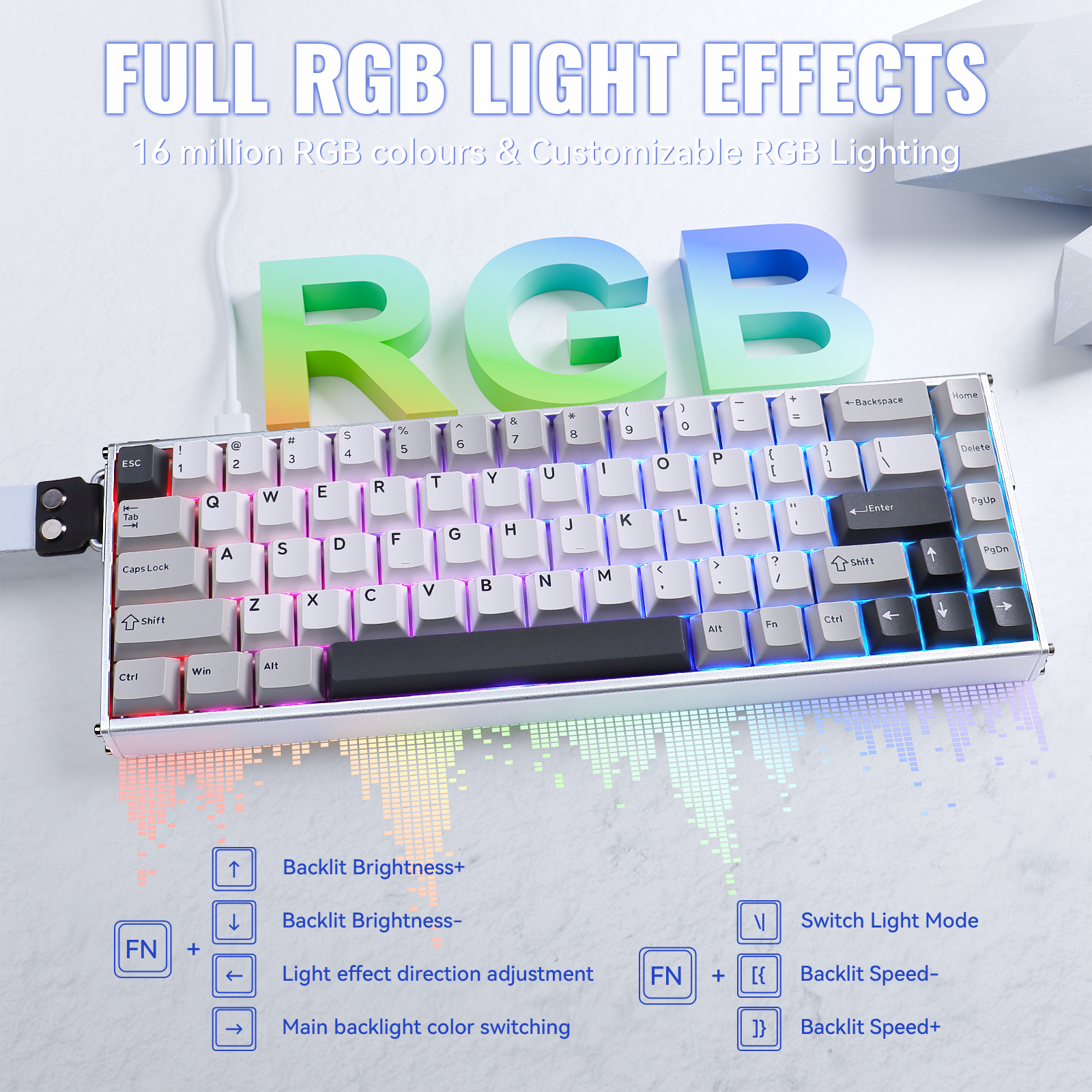 Clavier en aluminium à déclenchement rapide ATTACK SHARK X68MAX HE avec interrupteur magnétique