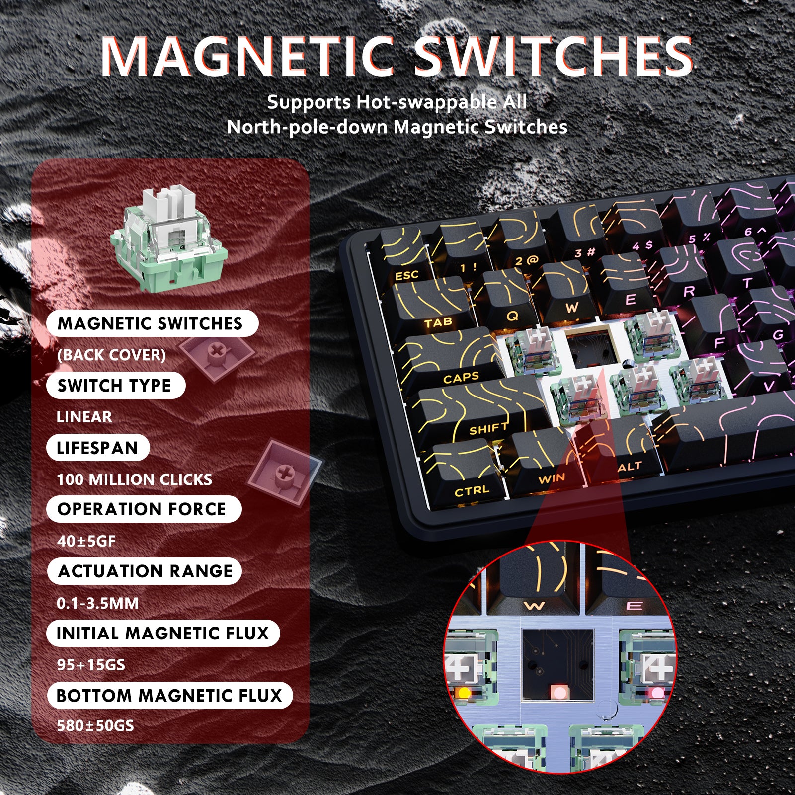 ATTACK SHARK X65 HE Clavier à déclenchement rapide avec switch magnétique