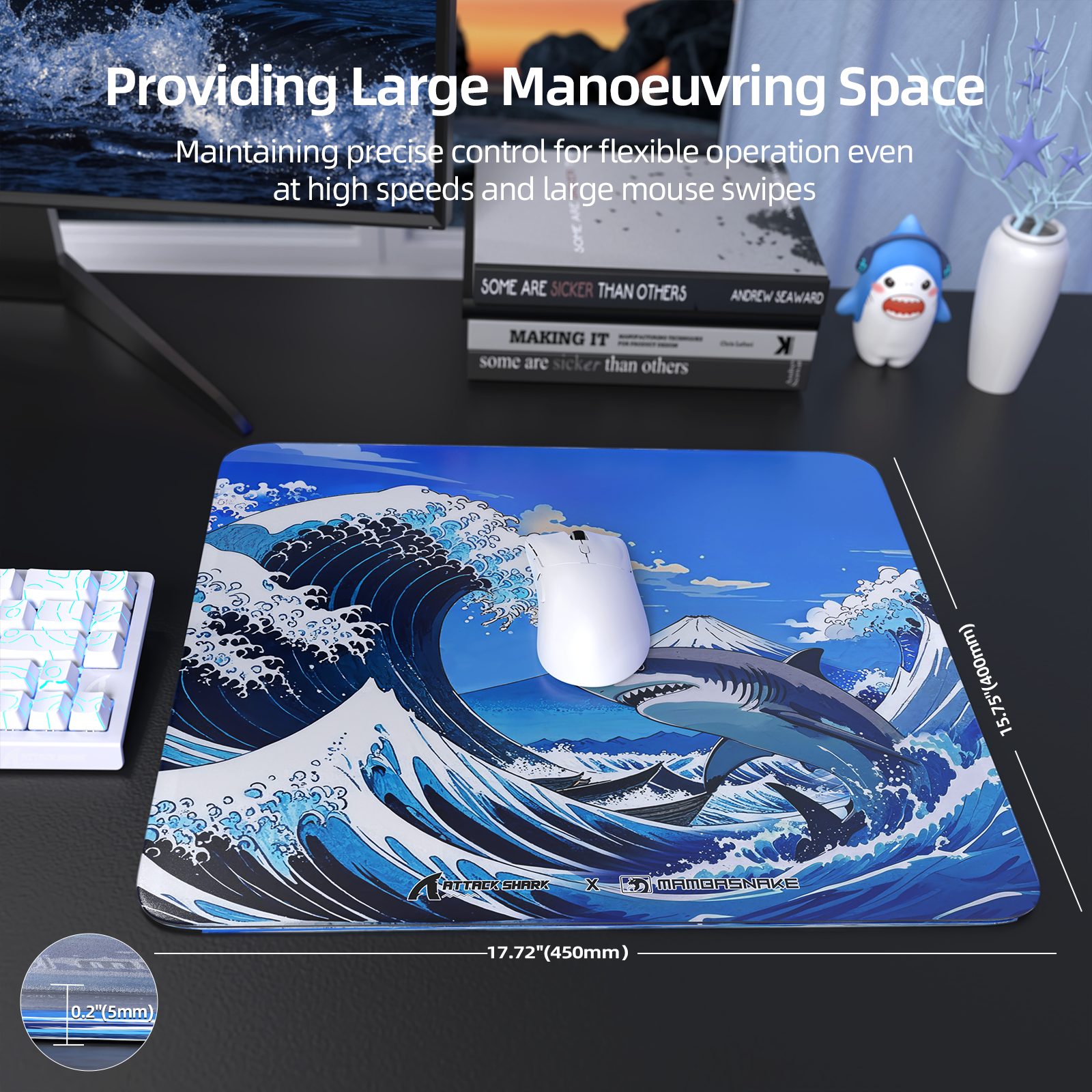 Tapis de souris gaming en verre trempé ATTACK SHARK CM05
