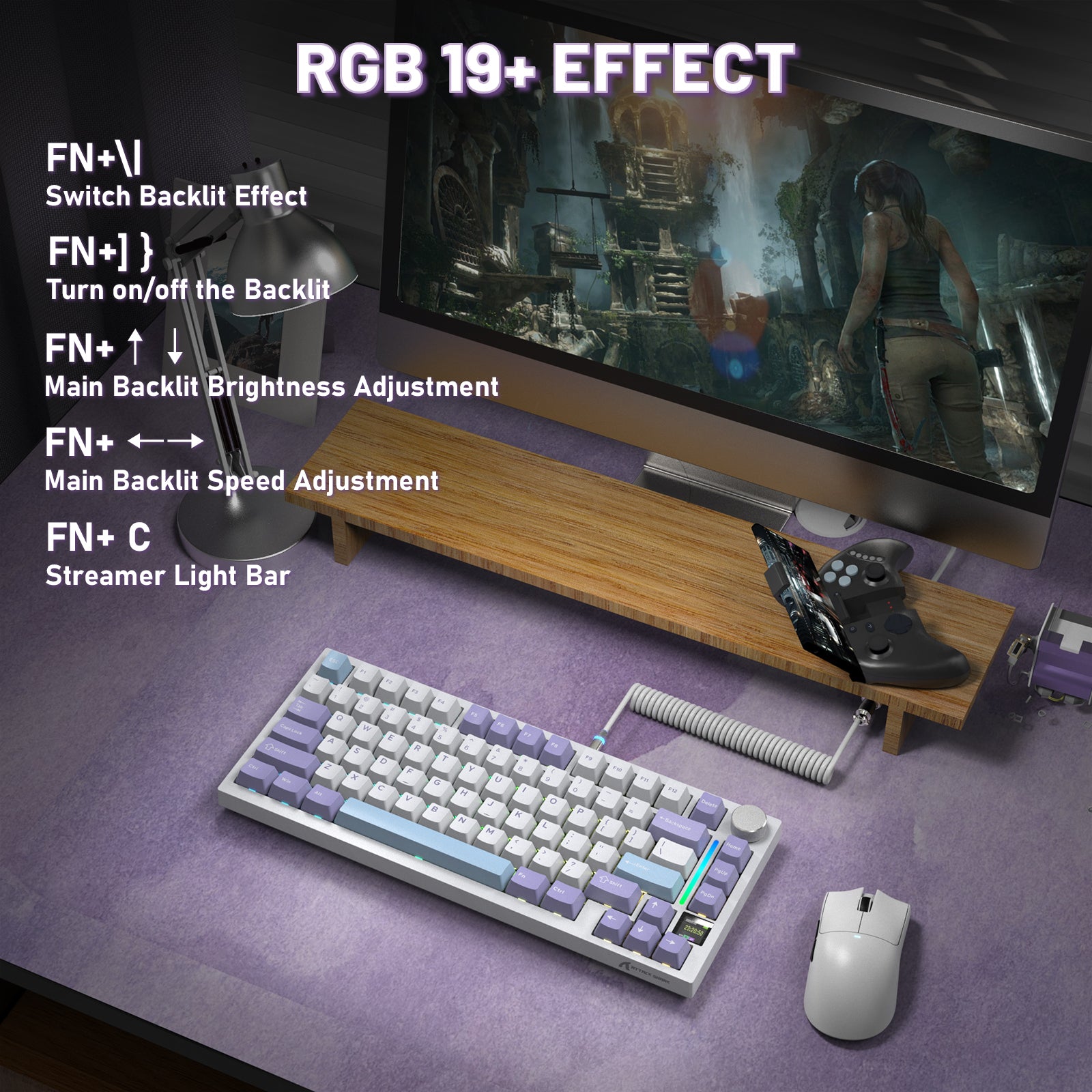 Clavier mécanique ATTACK SHARK X820ULTRA avec câble en spirale C01ULTRA