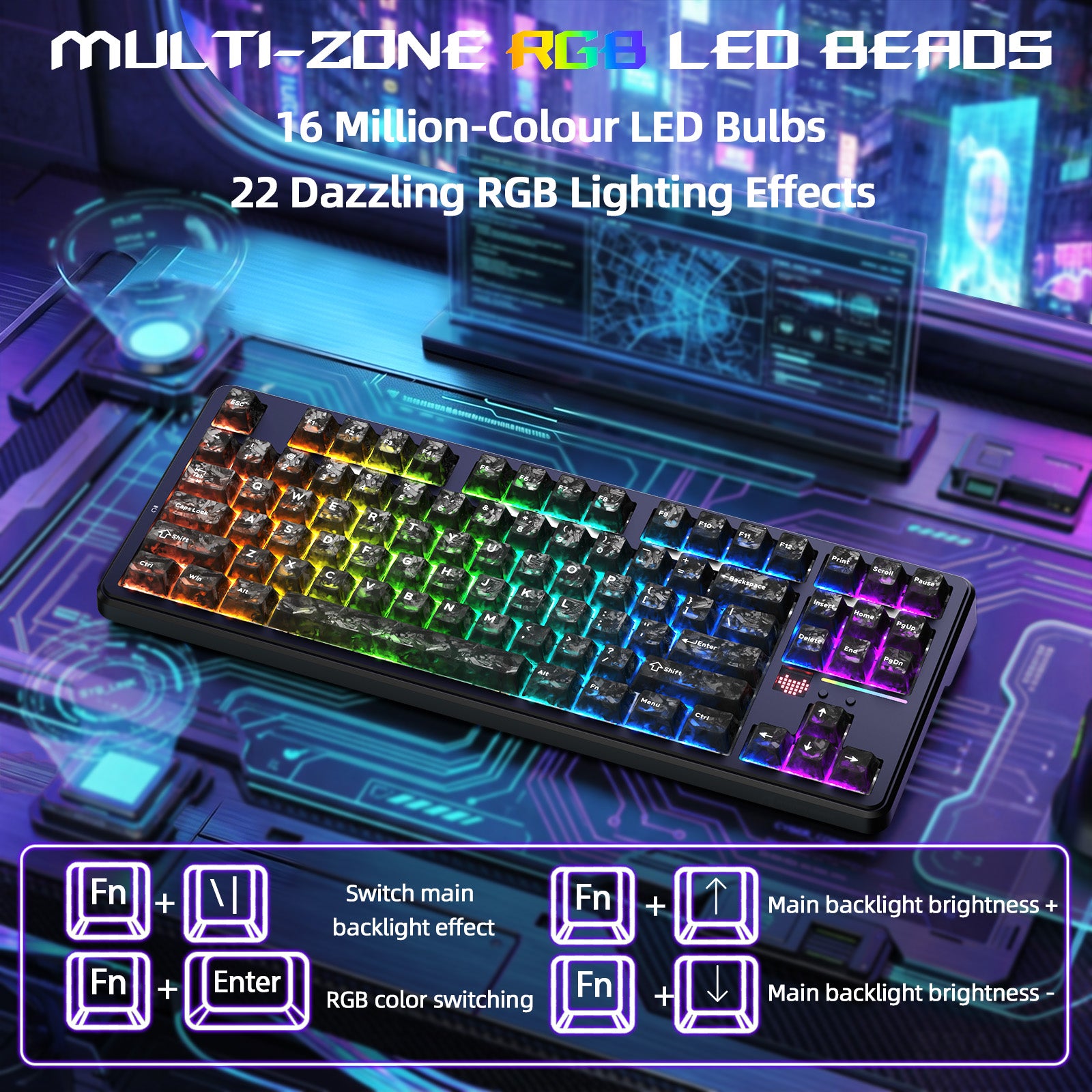 Clavier Gaming Sans Fil ATTACK SHARK X87 ULTRA avec Récepteur 8KHz et Câble RGB en Spirale