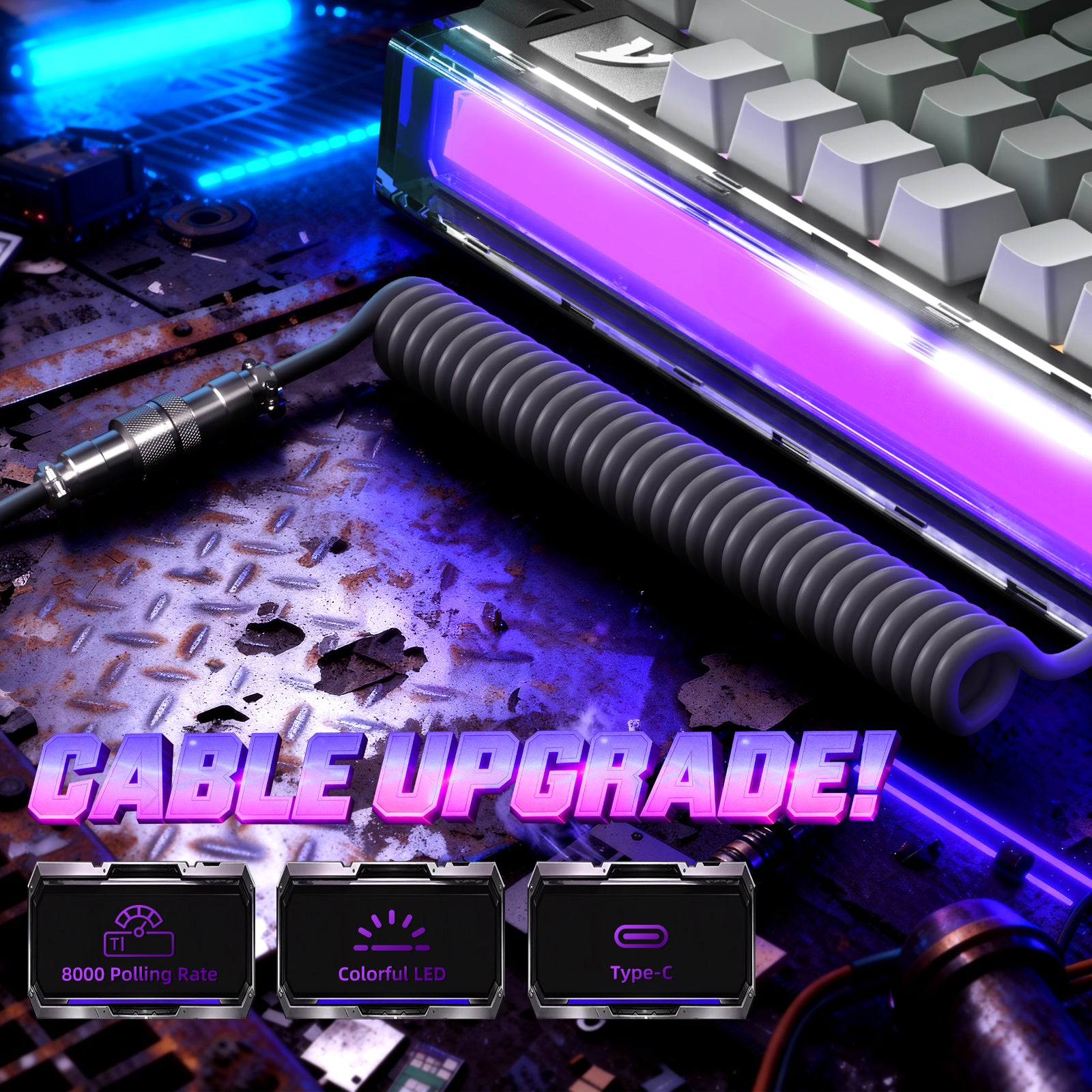 Clavier à déclenchement rapide ATTACK SHARK R85 HE avec câble LED C01ULTRA