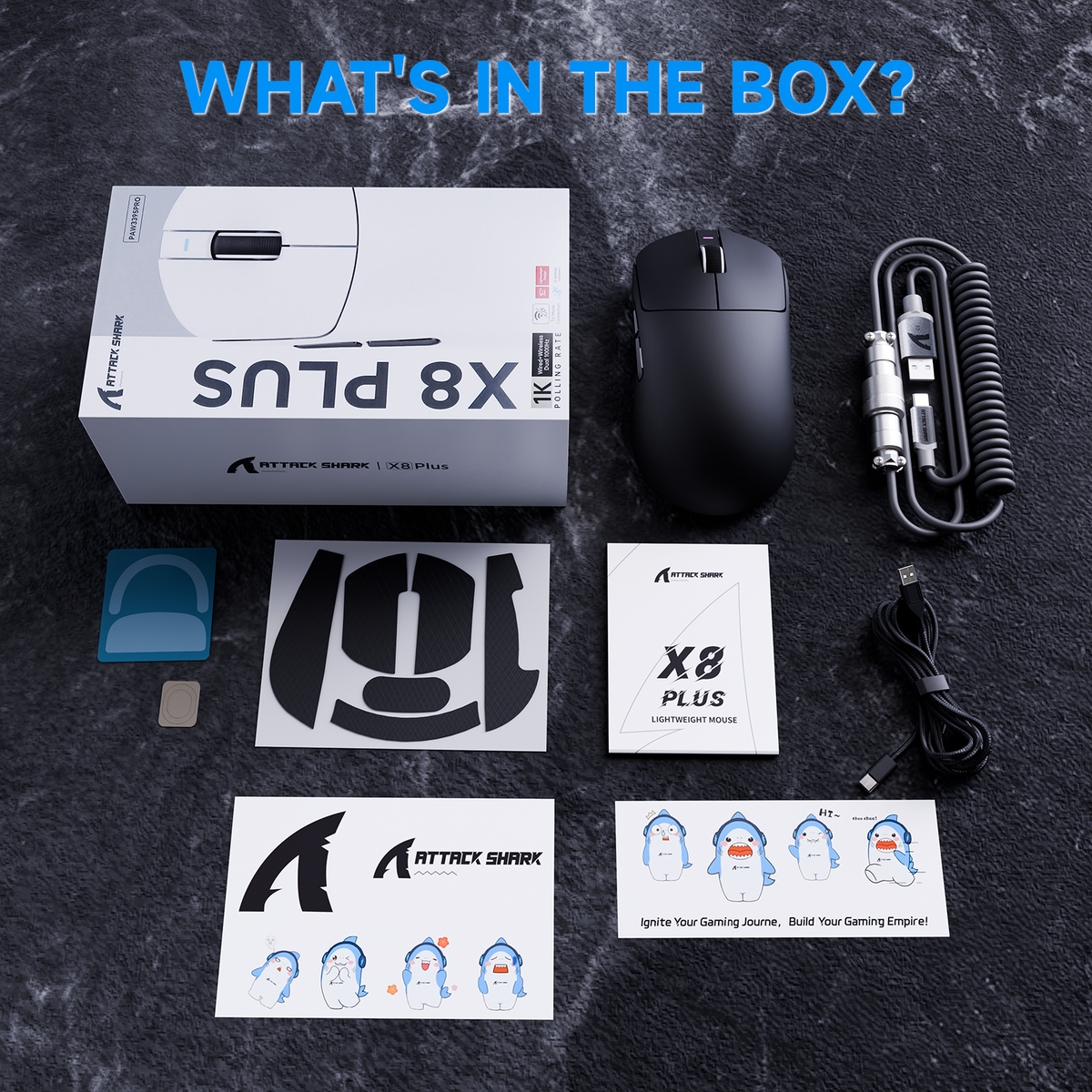 Souris de jeu sans fil tri-mode ATTACK SHARK X8 PLUS avec câble C06 ULTRA