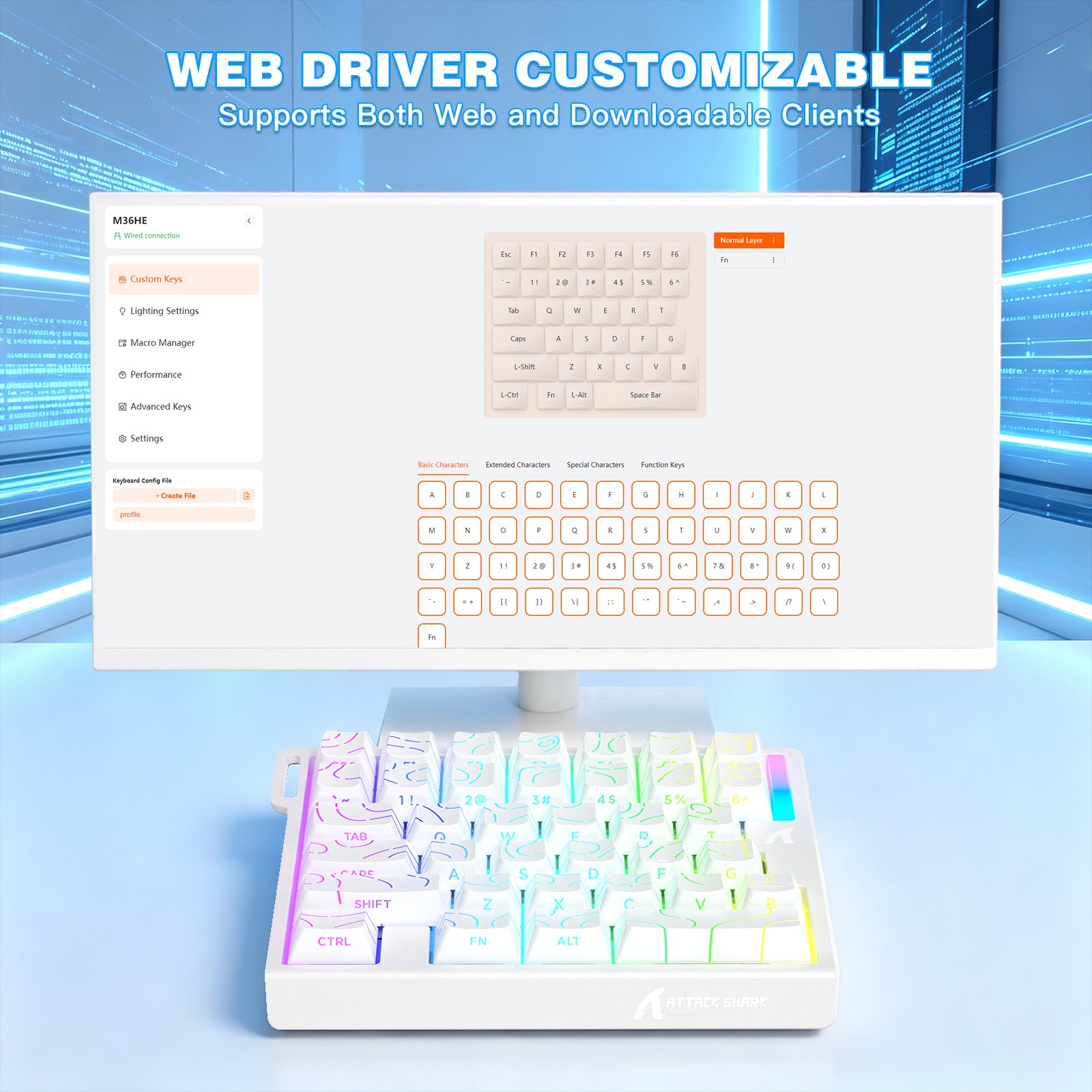 Clavier à interrupteur magnétique à une main ATTACK SHARK M36 HE