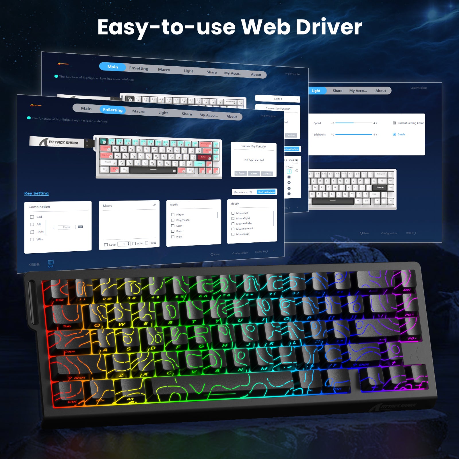 X68 HE Keyboard Easy-to-use Web Driver Interface