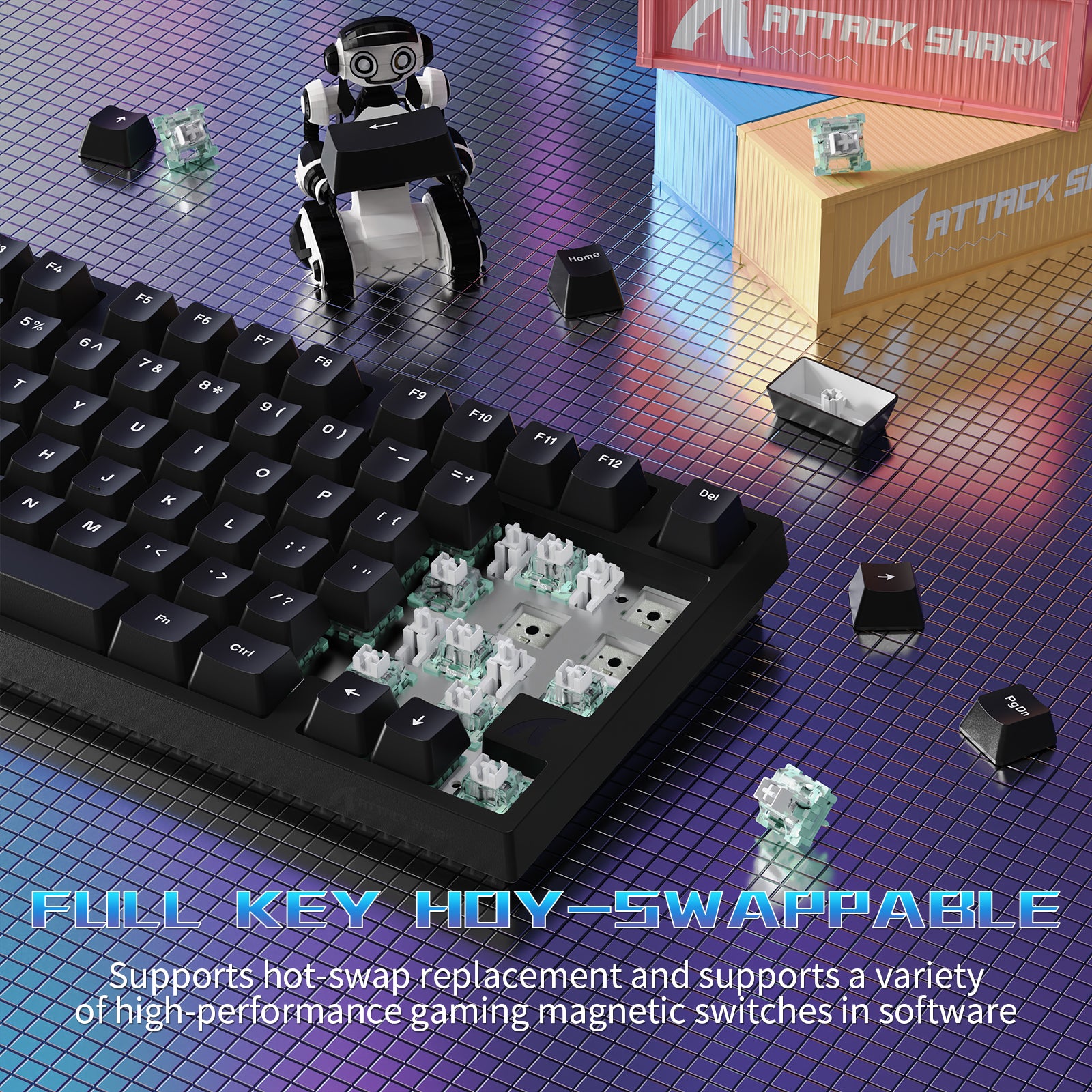Clavier de jeu filaire ATTACK SHARK R82 HE 75 % avec câble LED C01ULTRA