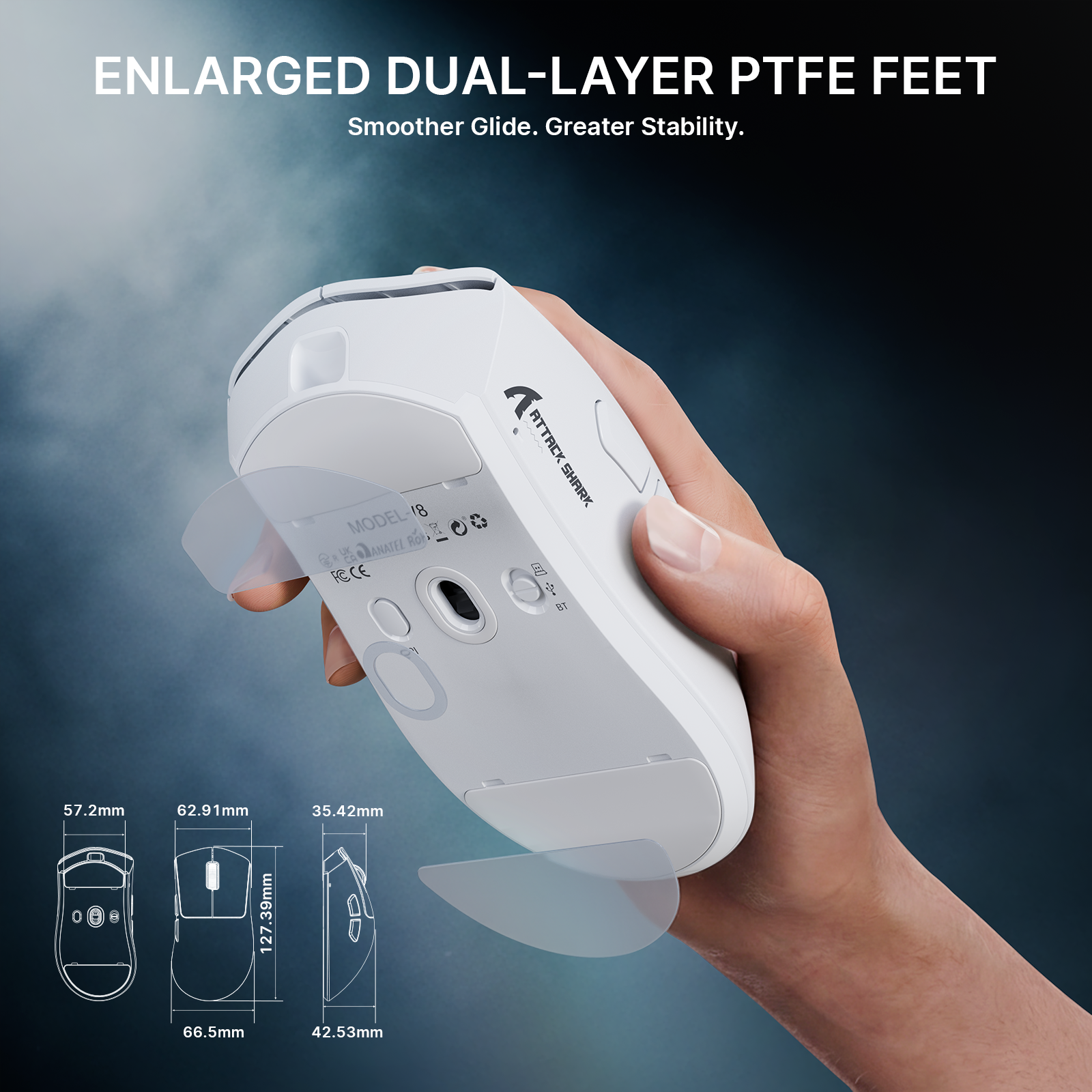 Souris de jeu ergonomique sans fil ultra-légère ATTACK SHARK V8