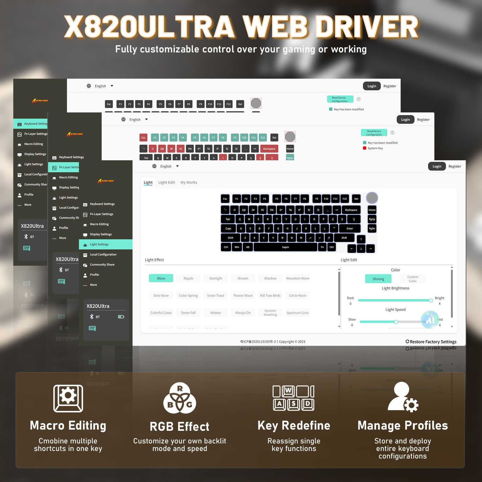 Clavier mécanique ATTACK SHARK X820ULTRA avec câble en spirale C01ULTRA