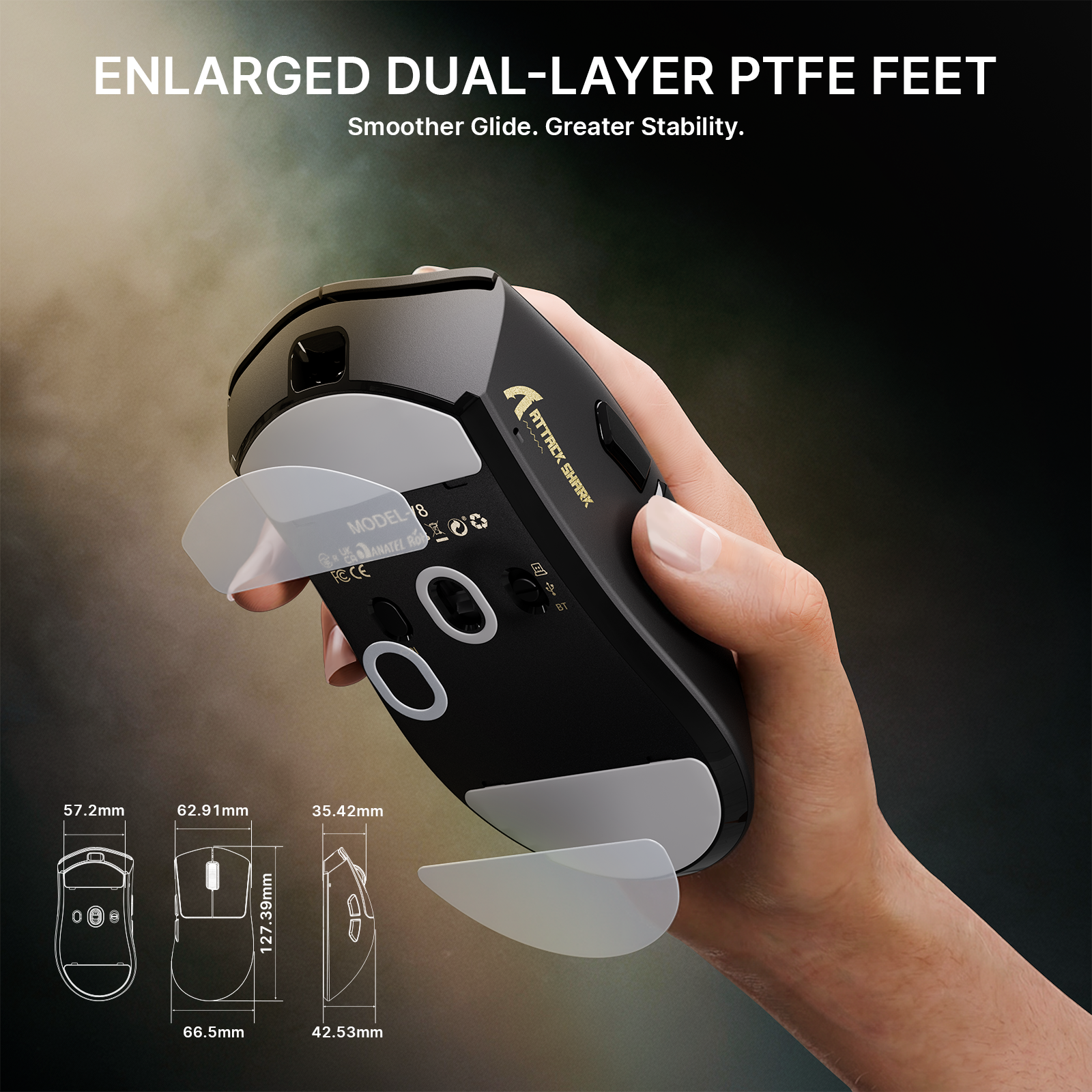 Souris de jeu ergonomique sans fil ultra-légère ATTACK SHARK V8
