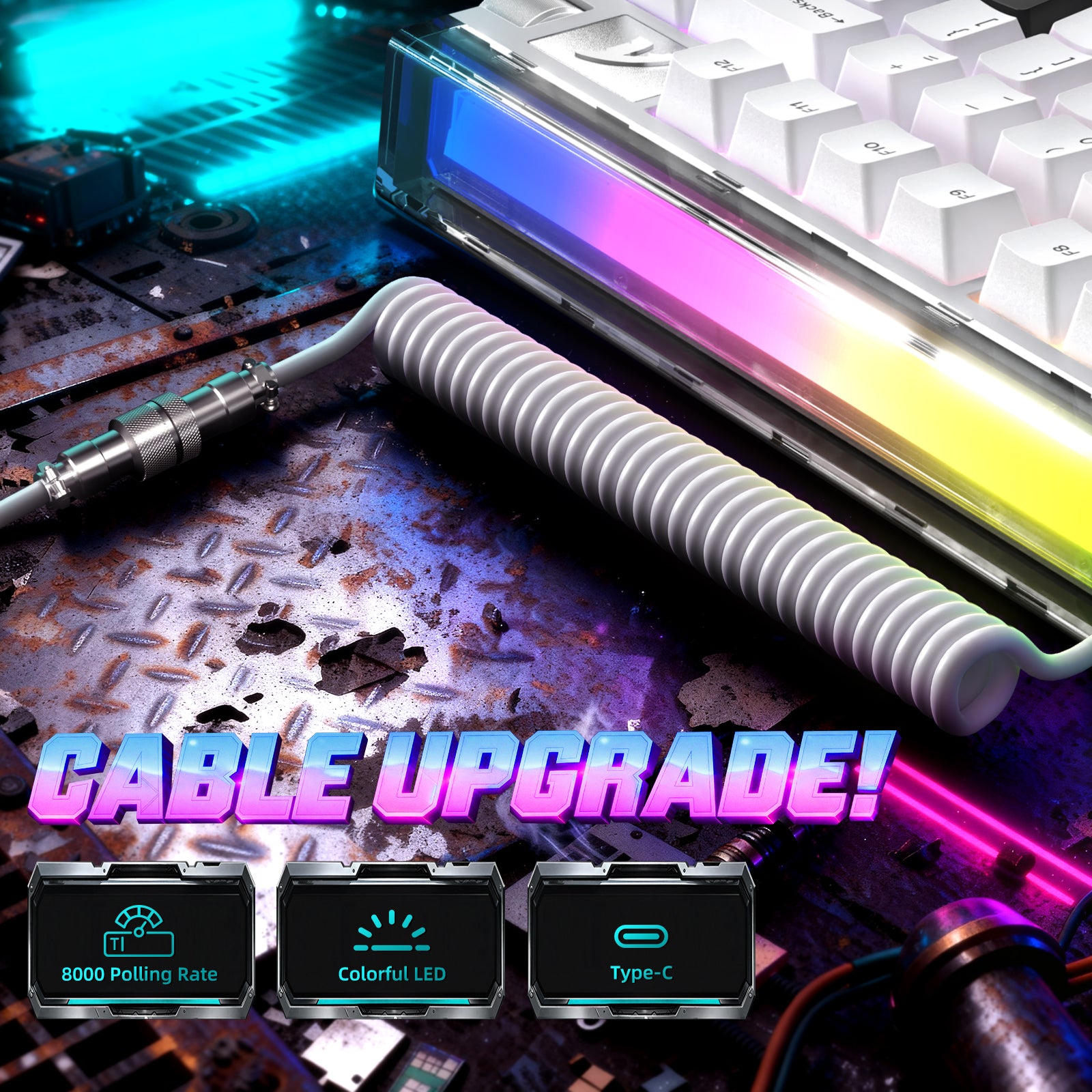 Clavier à déclenchement rapide ATTACK SHARK R85 HE avec câble LED C01ULTRA