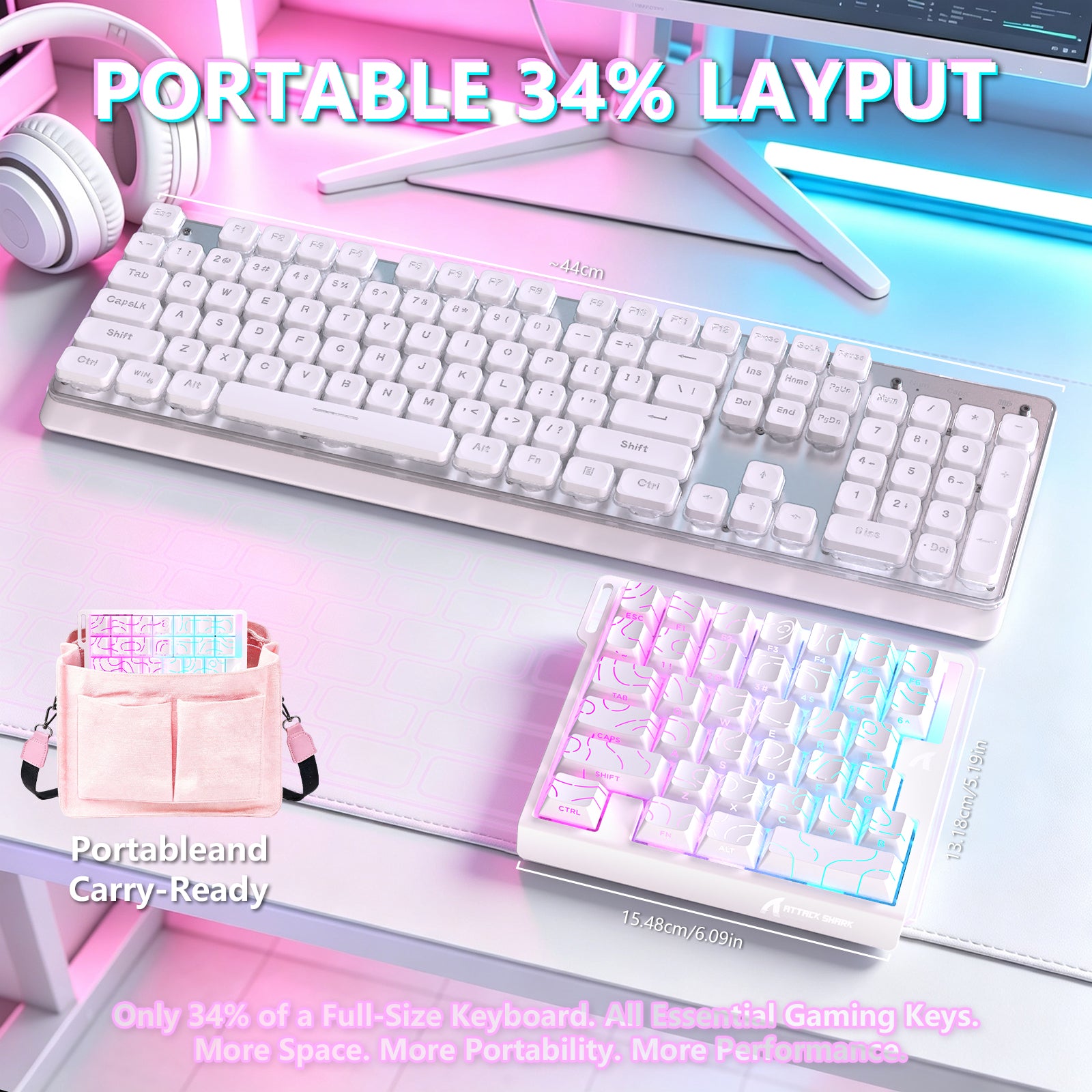 Clavier à interrupteur magnétique à une main ATTACK SHARK M36 HE & câble Aviateur LED ULTRA C01