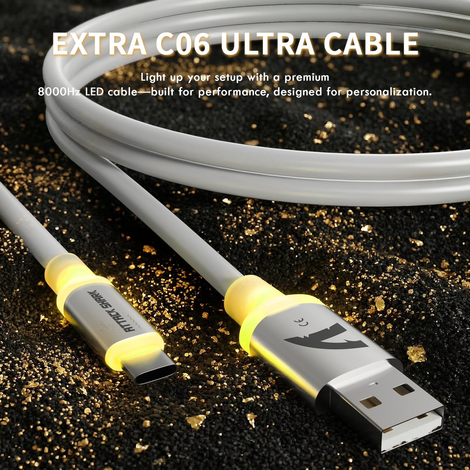 Souris de jeu sans fil ATTACK SHARK X11 ULTRA en fibre de carbone avec câble LED Ultra C06