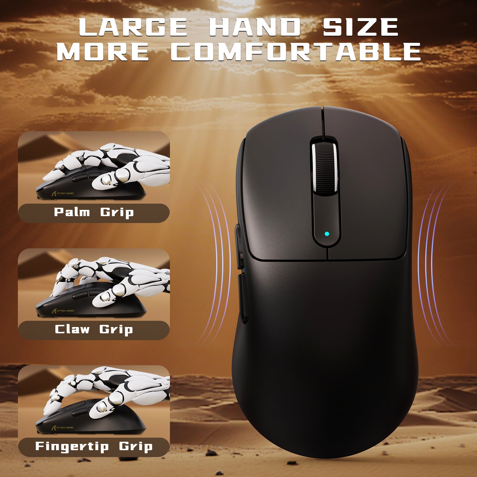 Souris de jeu sans fil ATTACK SHARK V5 8 kHz PAW3950MAX avec câble C06 Ultra