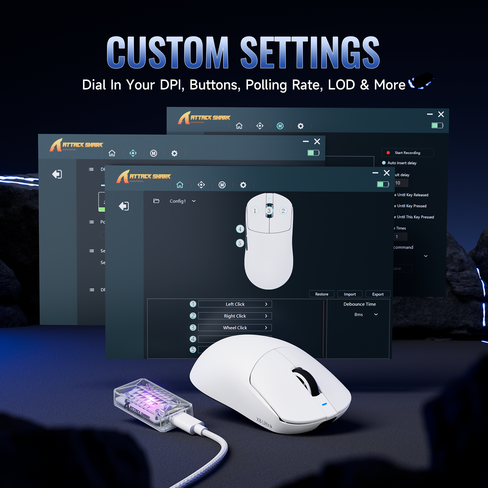 Souris de jeu sans fil légère tri-mode ATTACK SHARK X8 Series