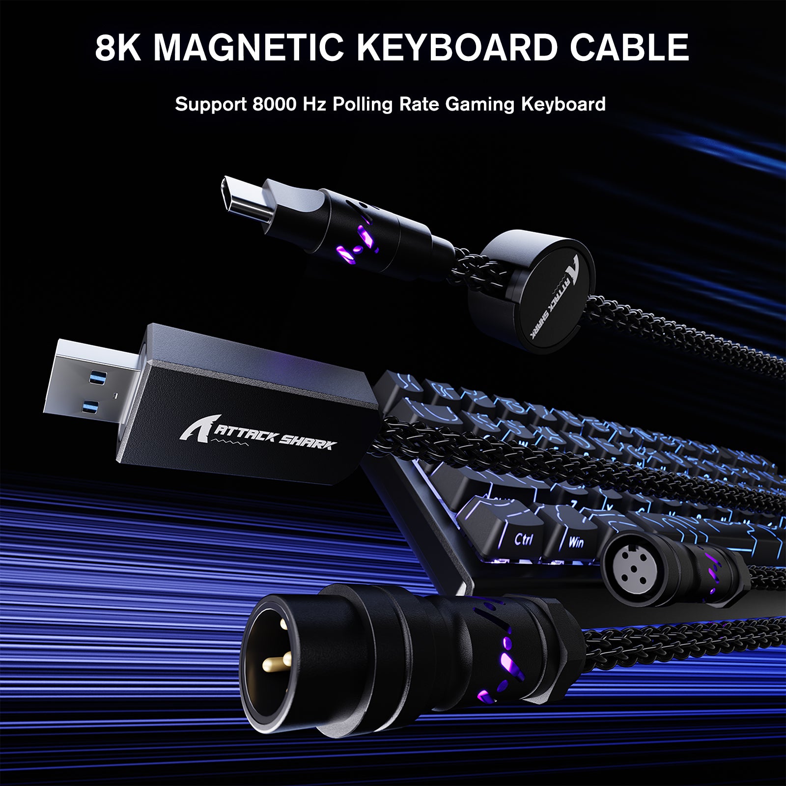ATTACK SHARK C07 Câble aviator personnalisé pour clavier magnétique 8KHz