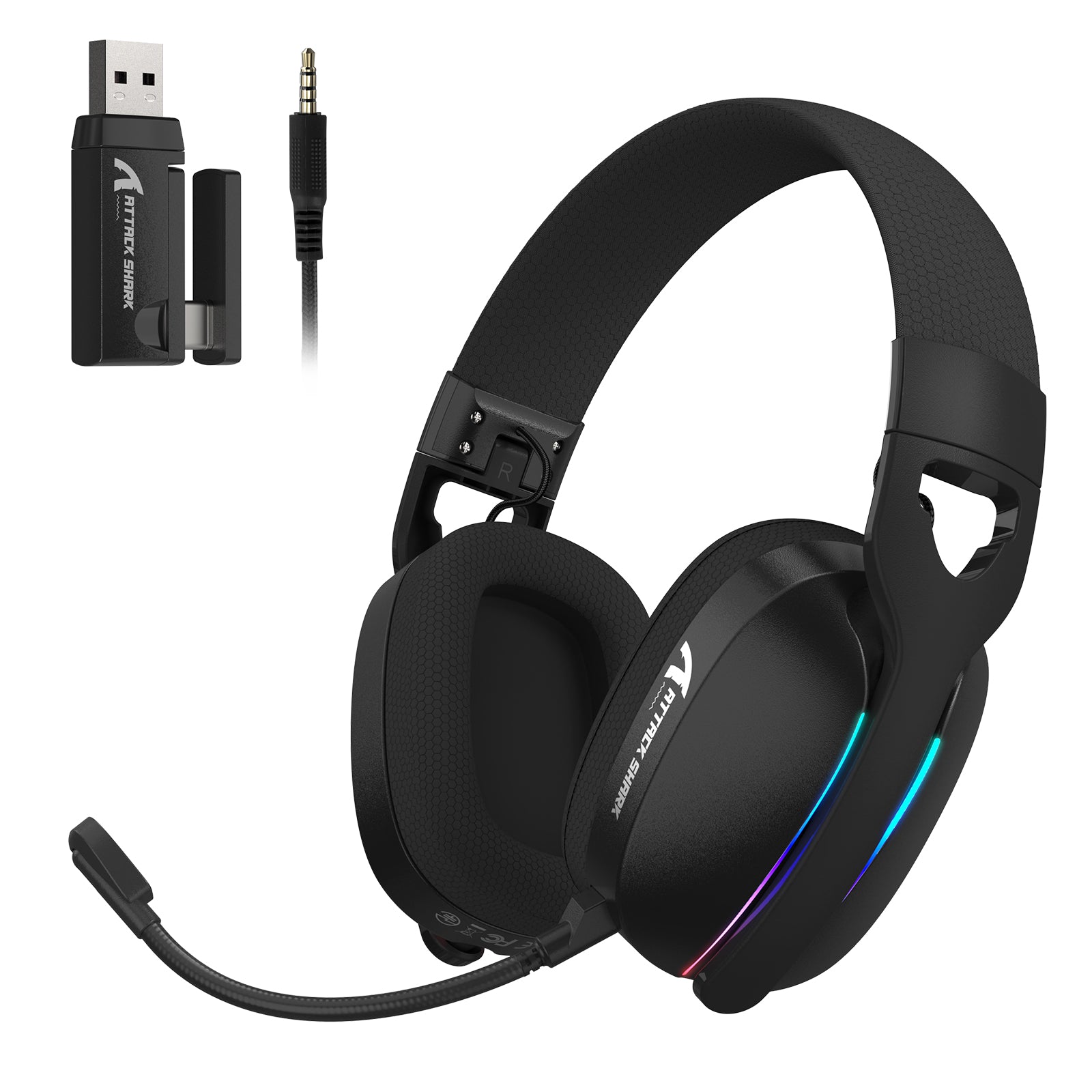 ATTACK SHARK L90 Casque de jeu pliable RGB Ultra-léger tri-mode