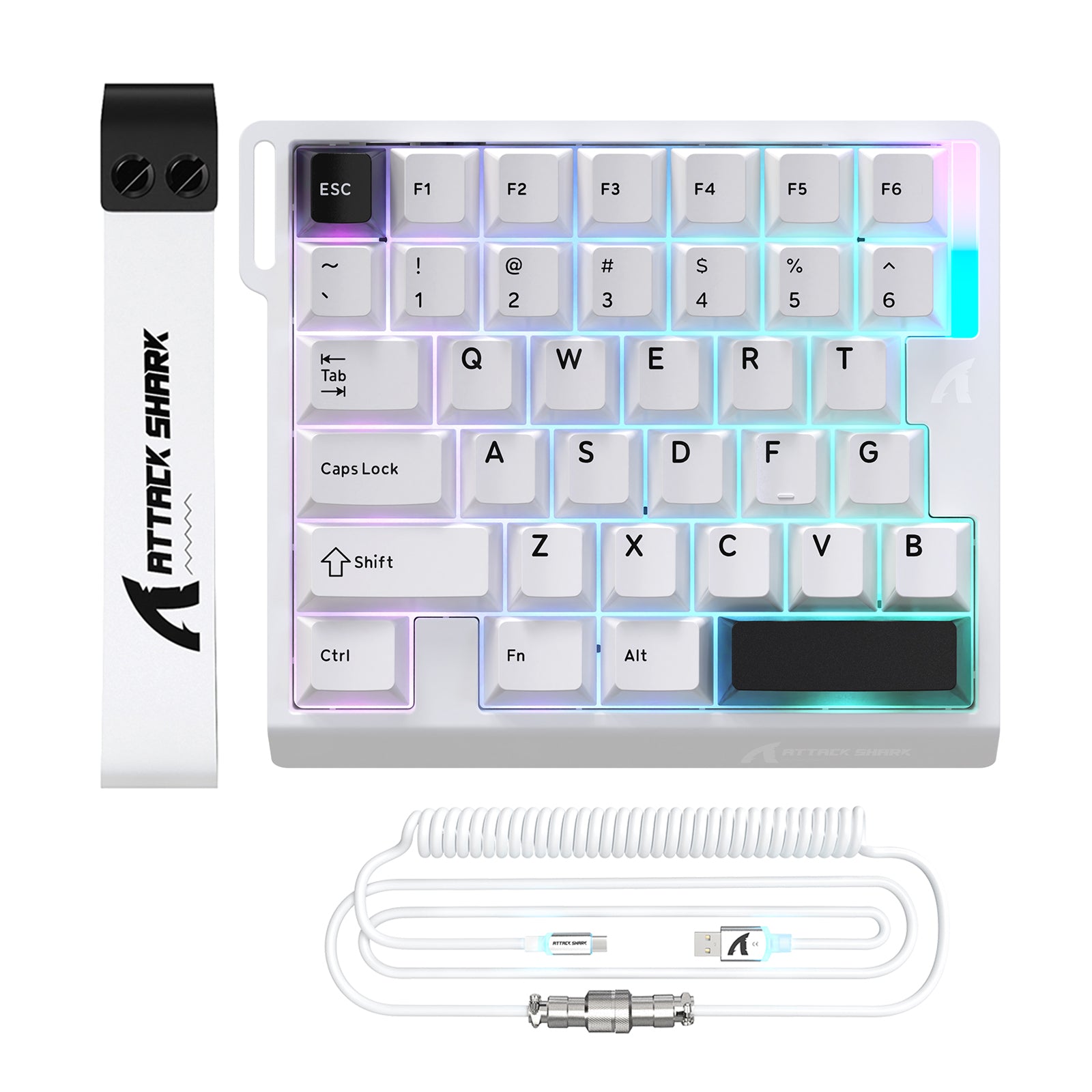 Clavier à interrupteur magnétique à une main ATTACK SHARK M36 HE & câble Aviateur LED ULTRA C01