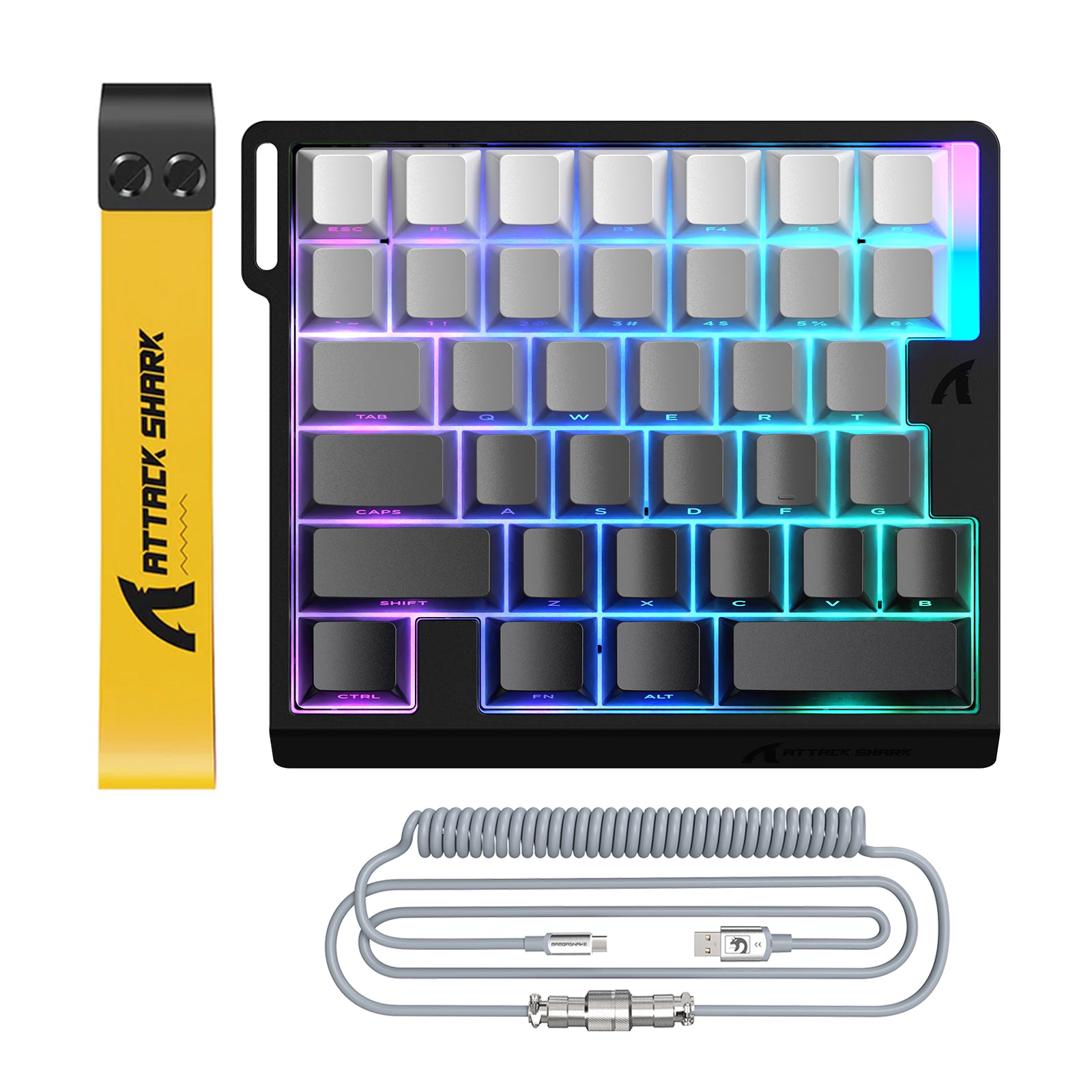 Clavier à interrupteur magnétique à une main ATTACK SHARK M36 HE & câble Aviateur LED ULTRA C01