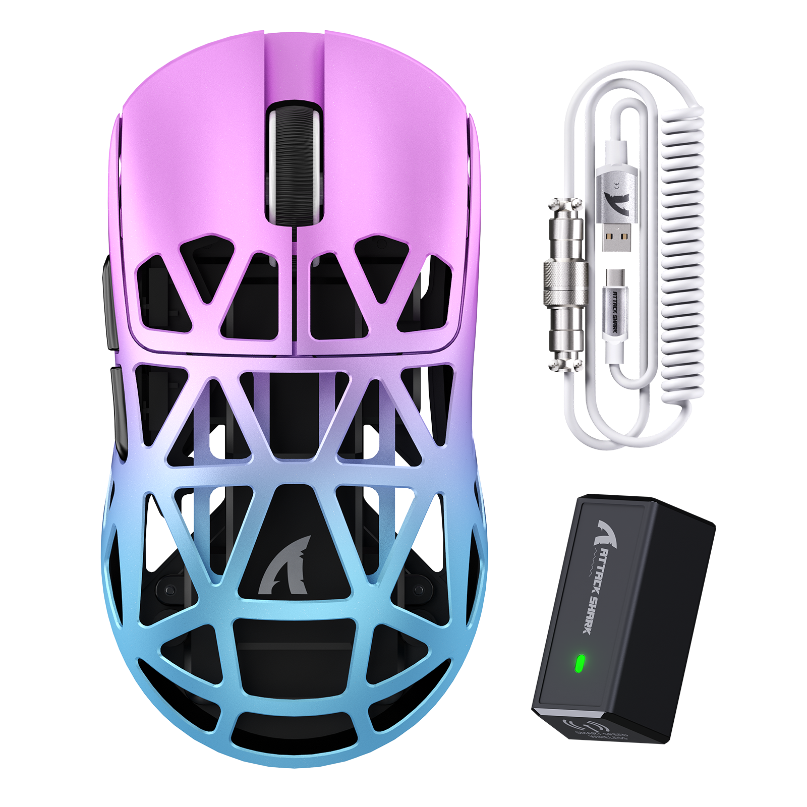 ATTACK SHARK R2 Souris de jeu en alliage de magnésium PAW3950 8K avec câble enroulé pour souris (station de charge non incluse)