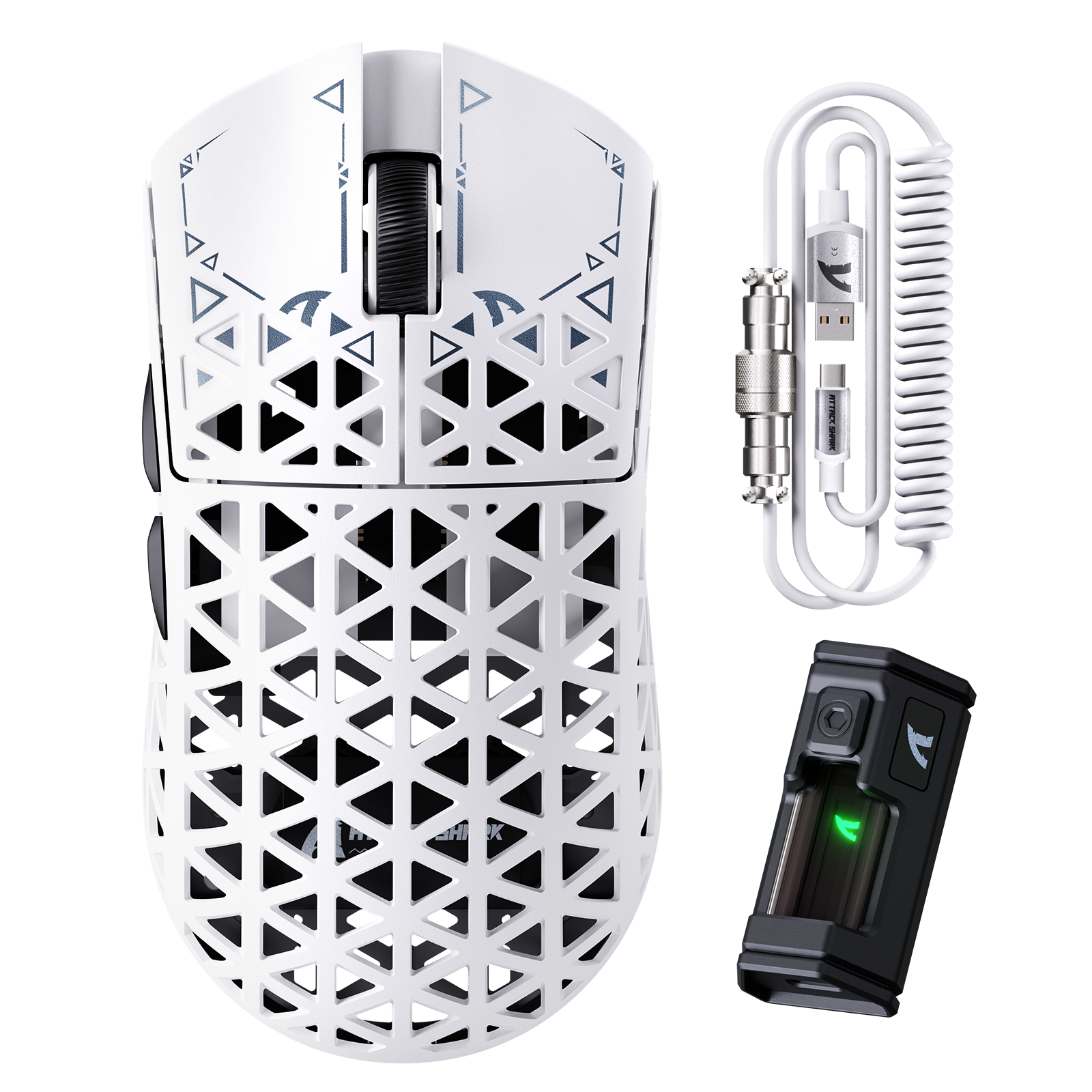 Souris gaming sans fil ATTACK SHARK R5 ULTRA en fibre de carbone 8K PAW3950MAX avec câble enroulé 8K