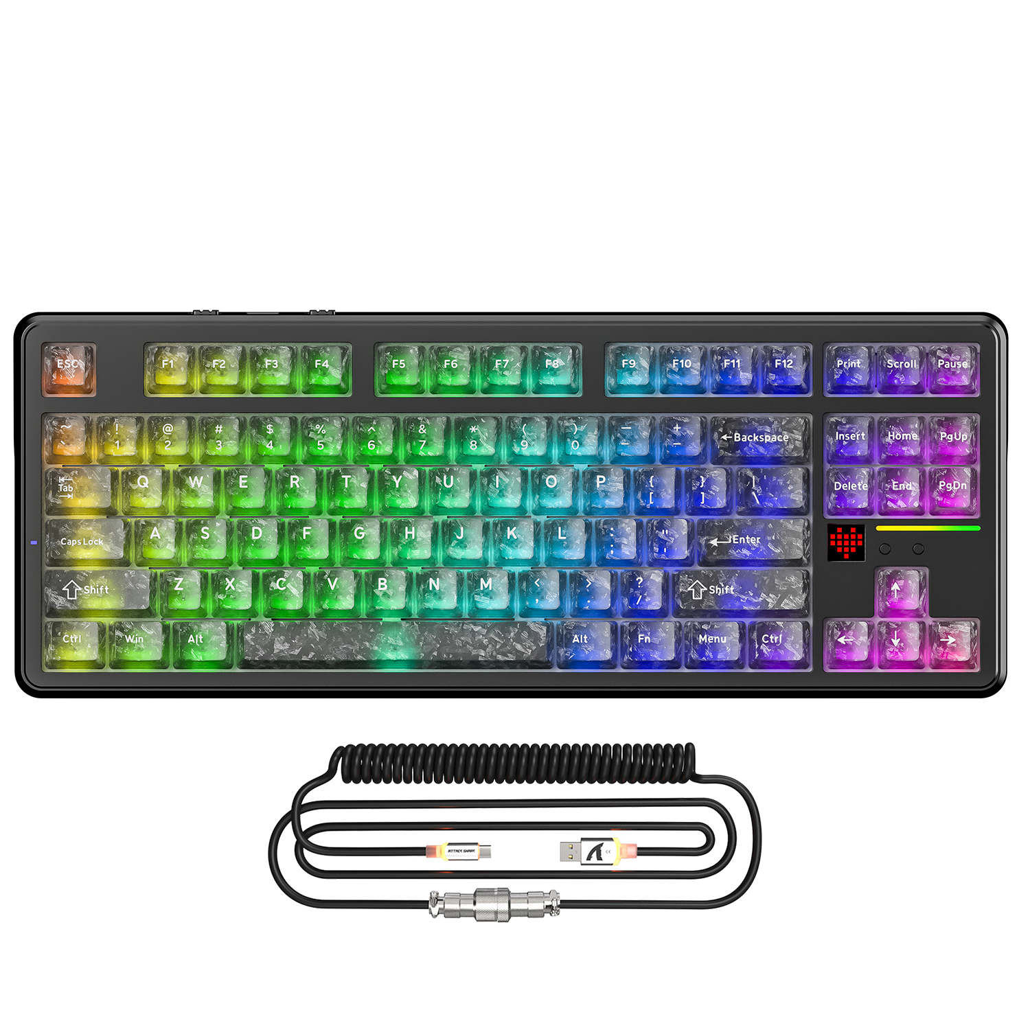 Clavier de jeu sans fil ATTACK SHARK X87 ULTRA avec récepteur 8K et câble spiralé RGB