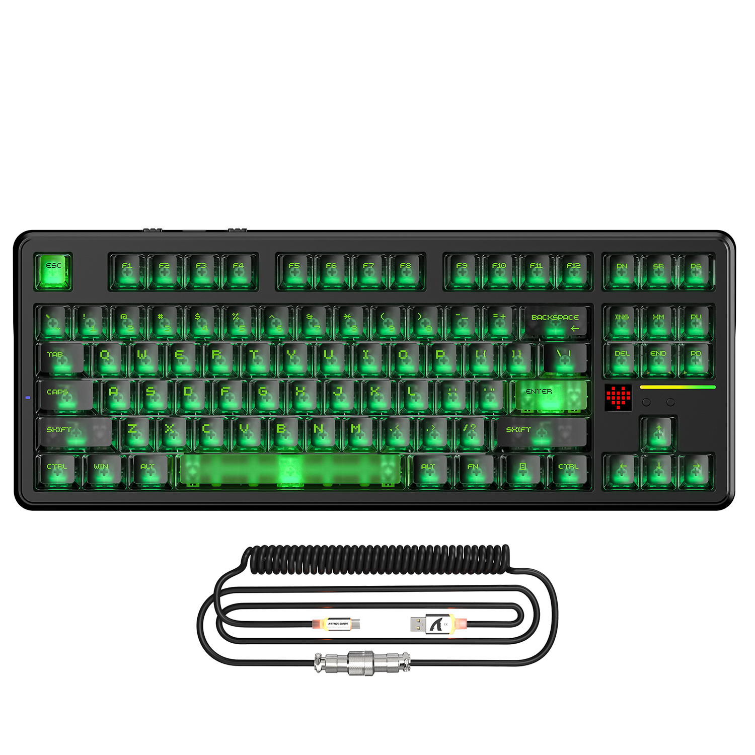 Clavier de jeu sans fil ATTACK SHARK X87 ULTRA avec récepteur 8K et câble spiralé RGB