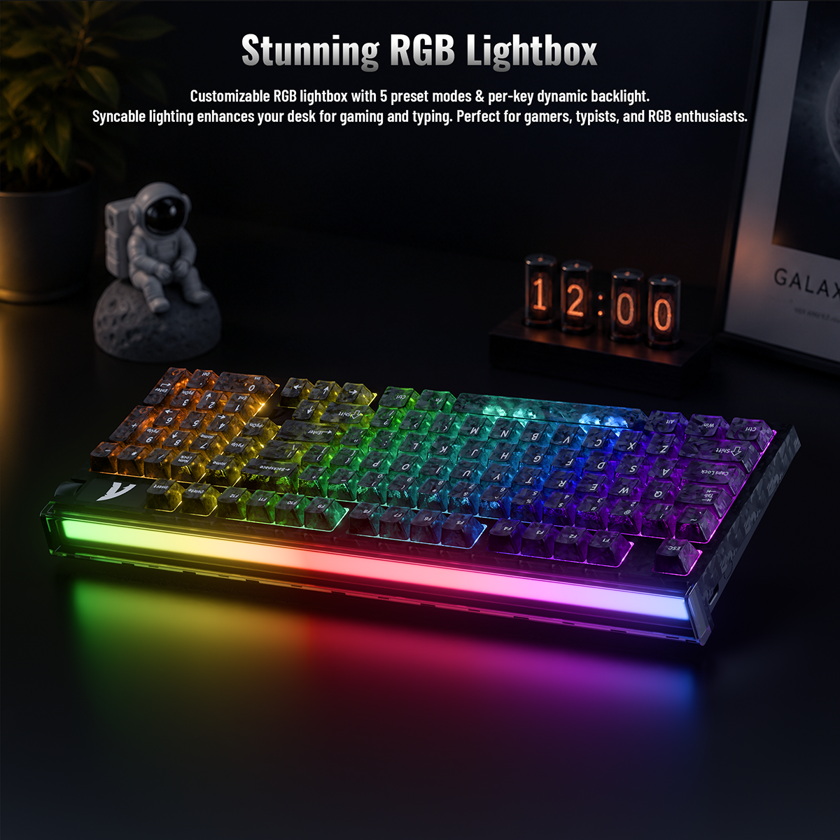 Clavier filaire ATTACK SHARK R98 HE en fibre de carbone avec déclencheur rapide, interrupteur magnétique, câble enroulé Ultra RGB C01