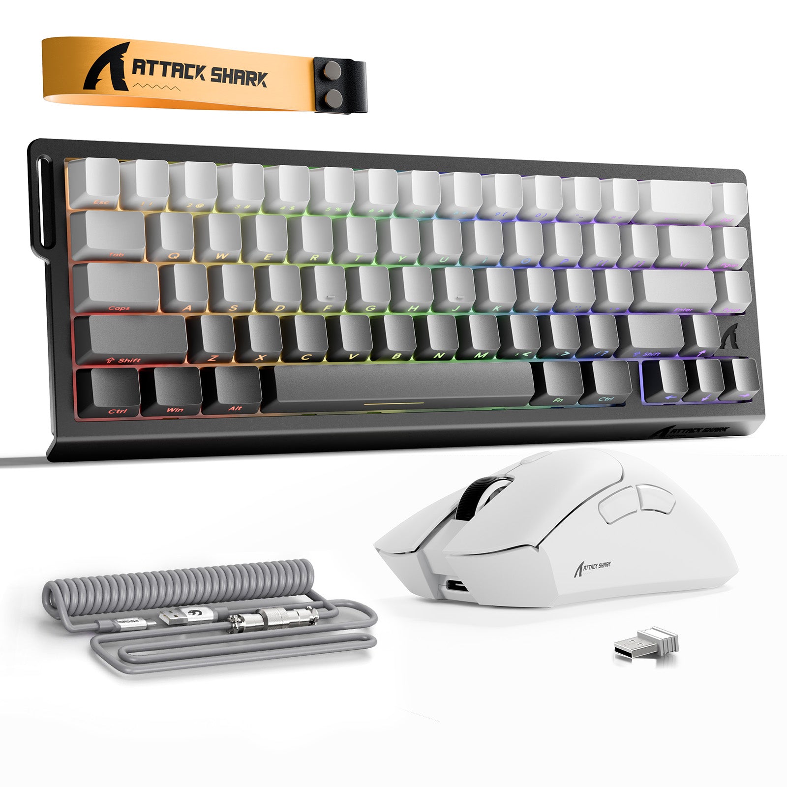 Pack Clavier Rapid Trigger ATTACK SHARK X68HE + Souris Gaming Sans Fil R1 + Câble en Spirale C01