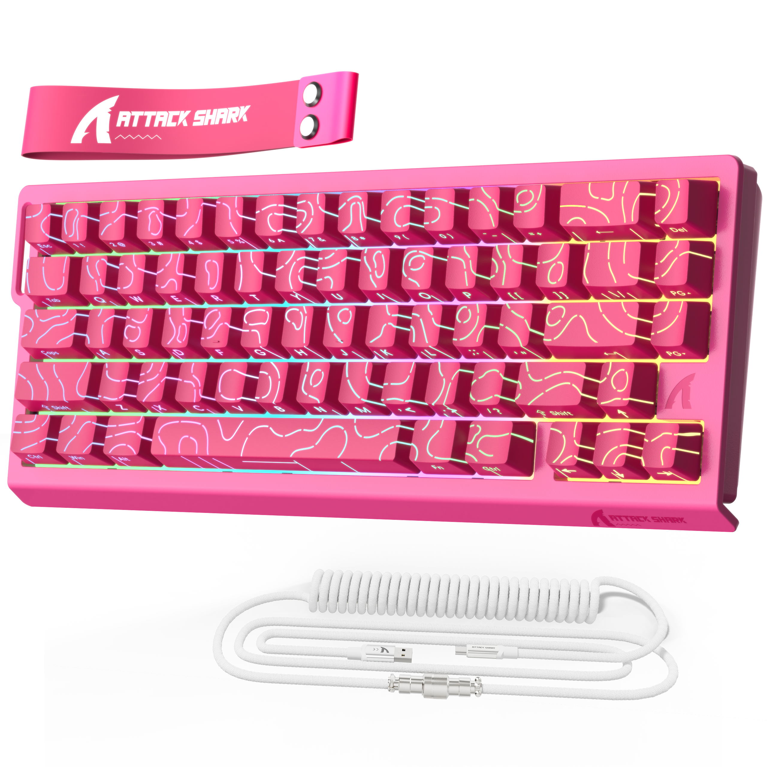 ATTACK SHARK X68 HE Clavier à déclenchement rapide avec switch magnétique et câble enroulé C01PRO