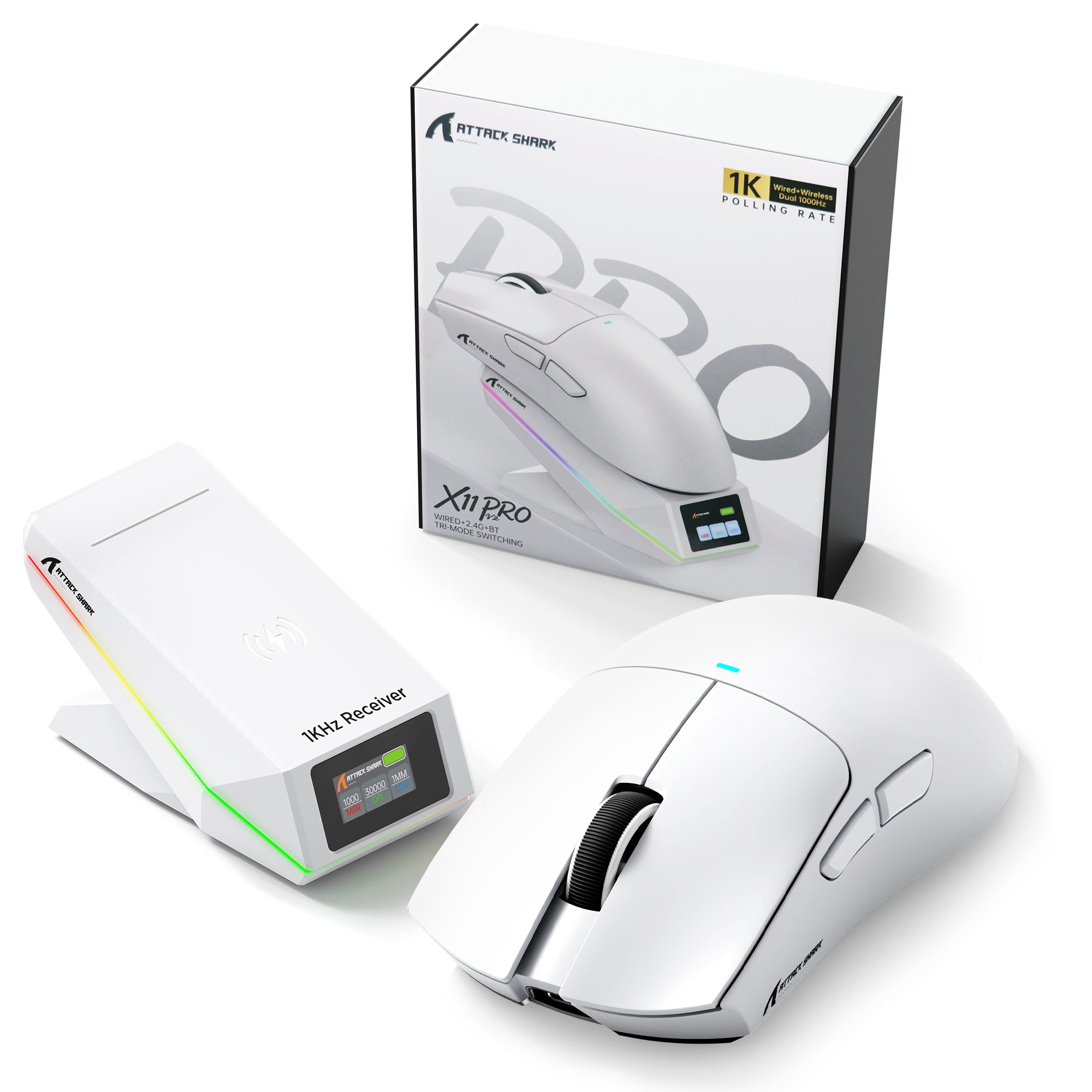 Souris de jeu sans fil ATTACK SHARK X11 PRO V2 avec station de charge et écran TFT