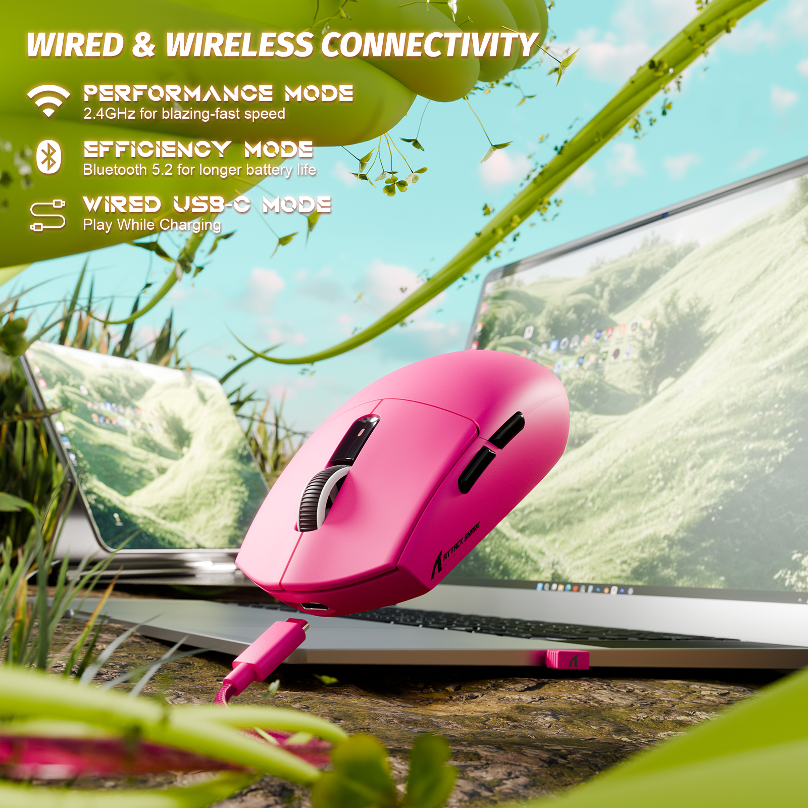 Souris de jeu sans fil tri-mode ATTACK SHARK G3 25 000 DPI ultra légère