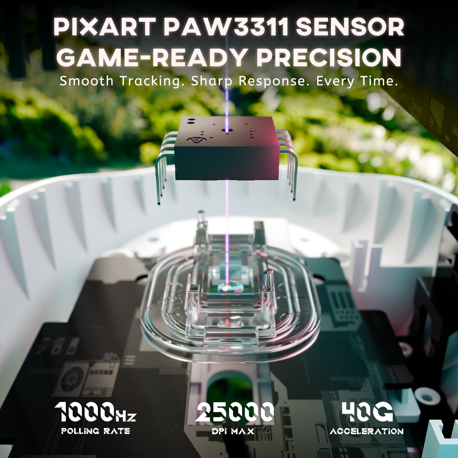 Souris de jeu sans fil tri-mode ATTACK SHARK G3 25 000 DPI ultra légère