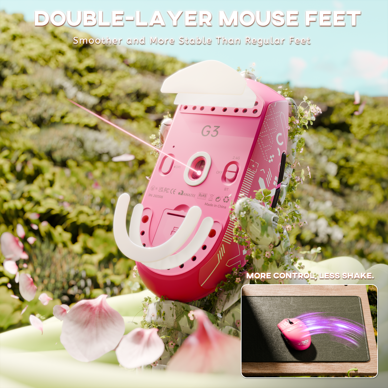 Souris de jeu sans fil tri-mode ATTACK SHARK G3 25 000 DPI ultra légère