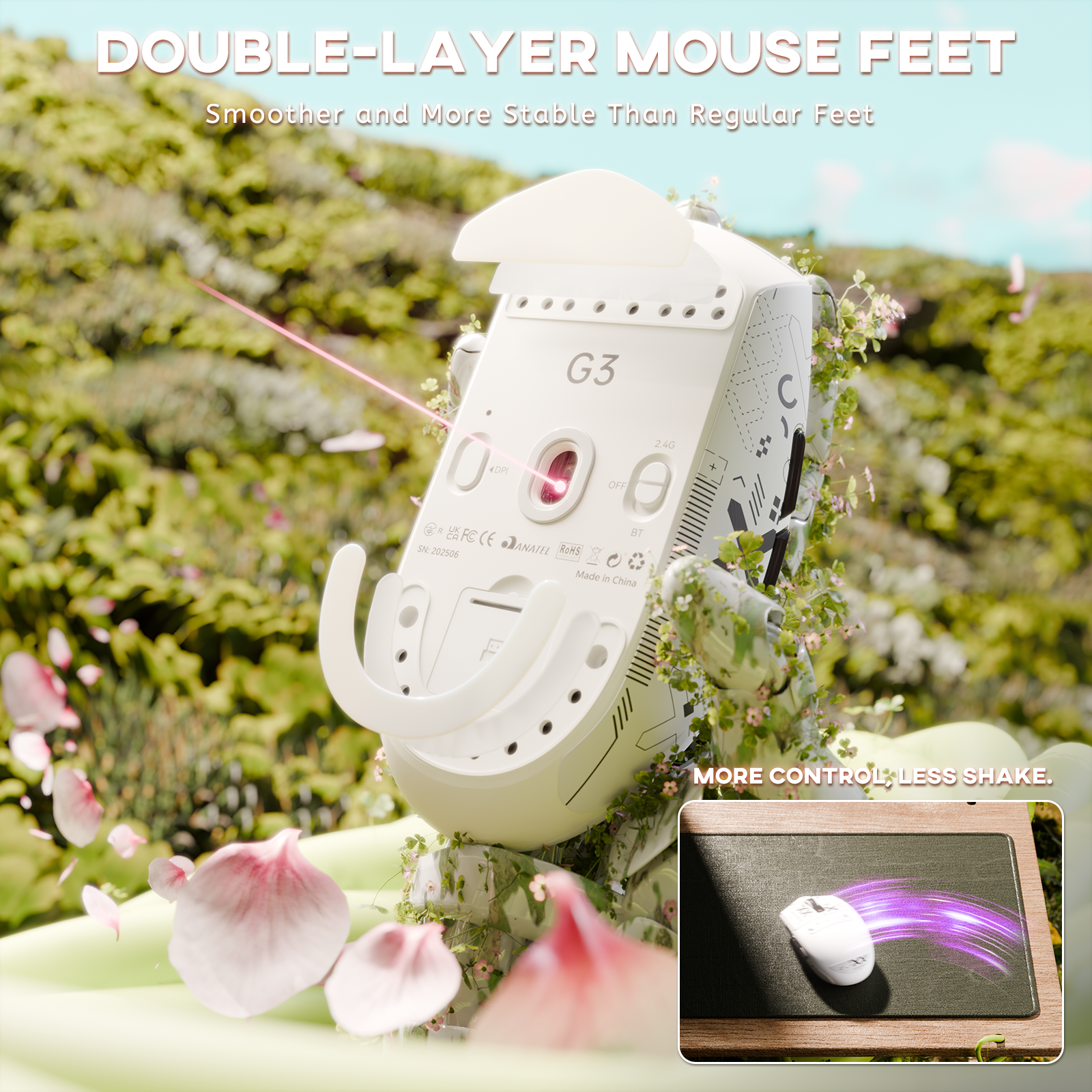 Souris de jeu sans fil tri-mode ATTACK SHARK G3 25 000 DPI ultra légère