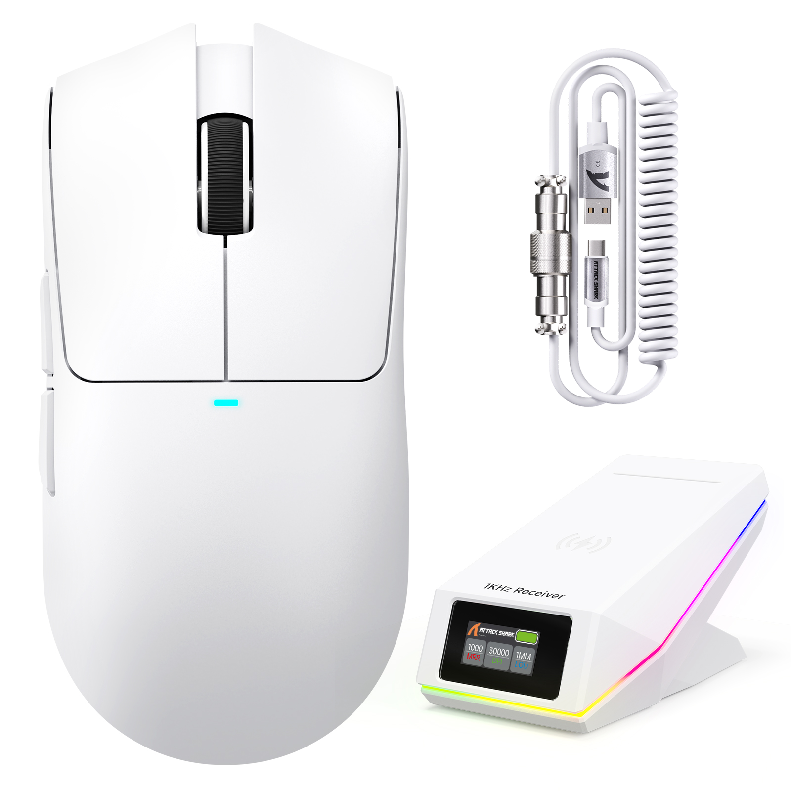 Souris de jeu sans fil ATTACK SHARK X11 PRO V2 avec écran TFT, station de charge et câble enroulé C06