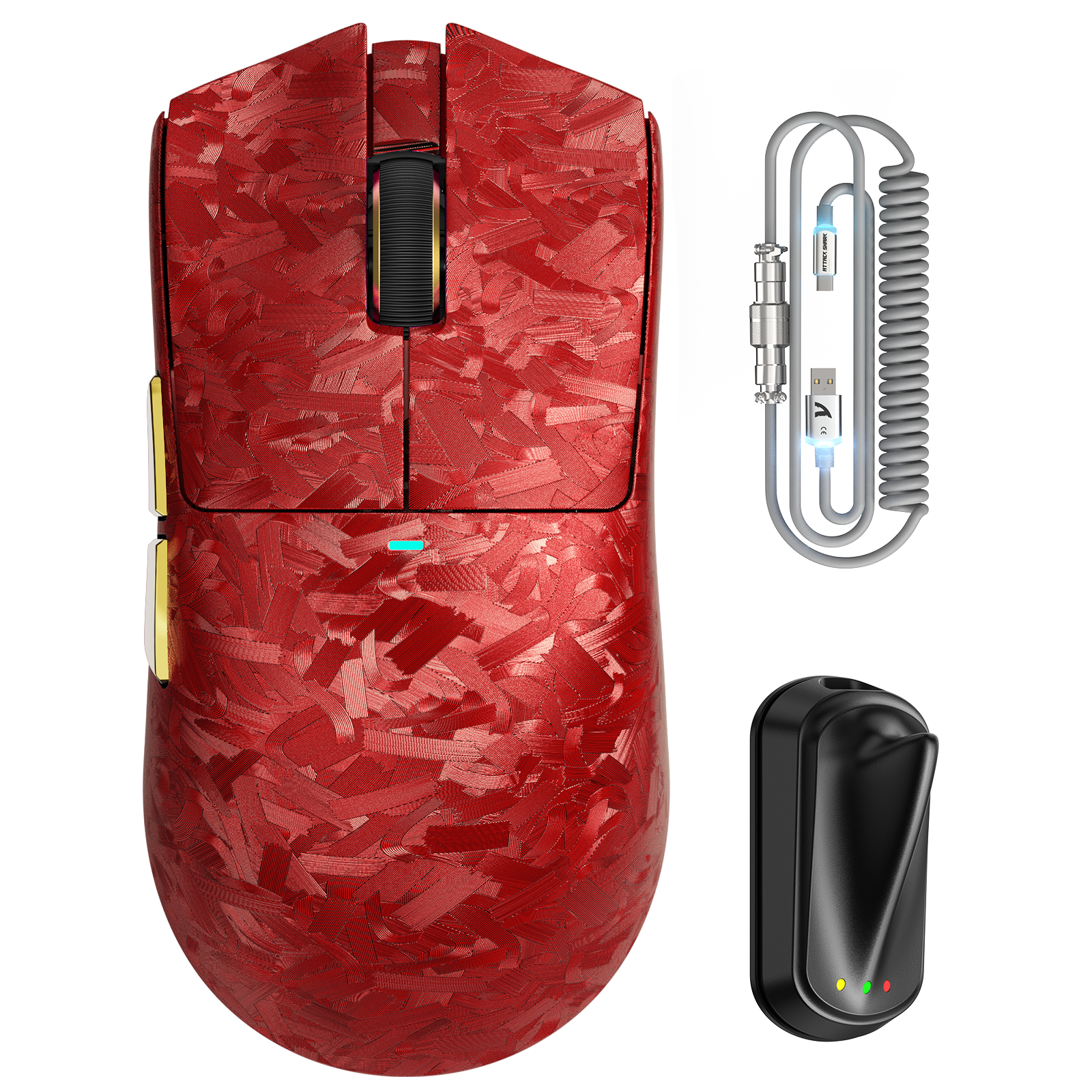 Souris gaming sans fil ATTACK SHARK X11 ULTRA en fibre de carbone avec câble LED C06 Ultra
