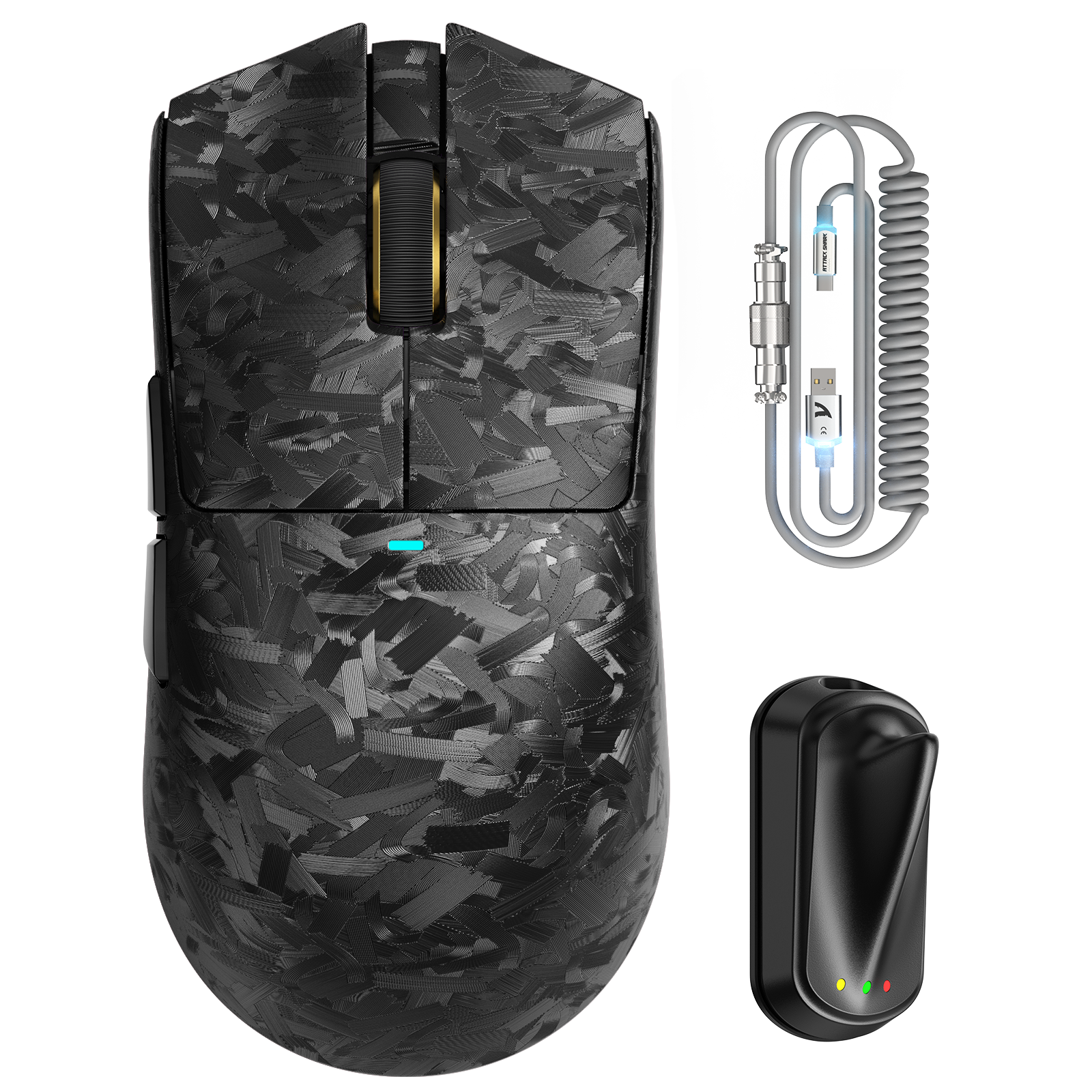 Souris gaming sans fil ATTACK SHARK X11 ULTRA en fibre de carbone avec câble LED C06 Ultra